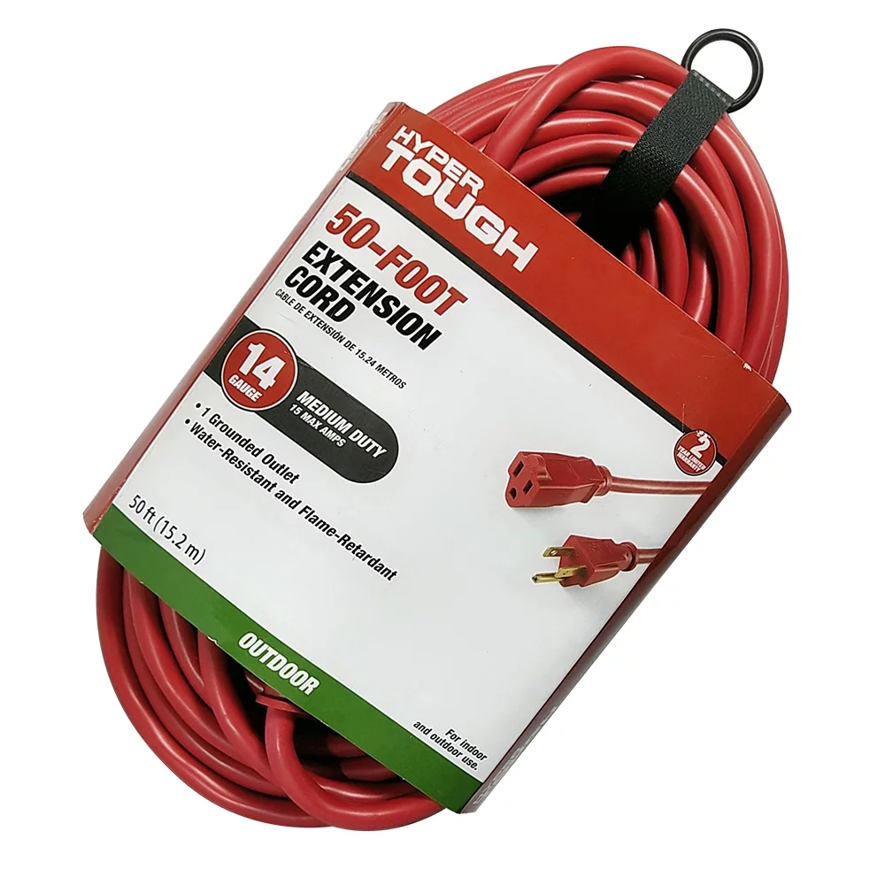 Hyper Tough 50FT 14AWG 3 Prong Red For Indoor and Outdoor Use Extension Cord - Inhomebuy