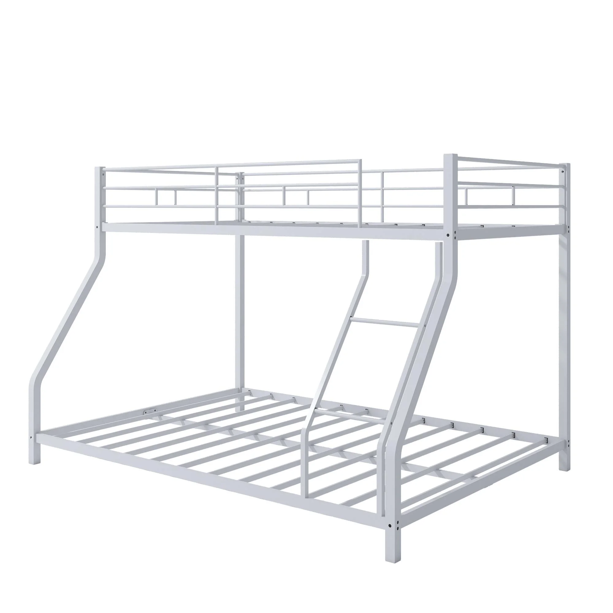 Twin Over Full Bunk Bed, Heavy-duty Metal Bunk Beds Twin Over Full Size, Low Profile Metal Bunk Bed, Space-saving Bunkbeds Frame for Kids Teens, Modern Kids Furniture, No Spring Box Need, Black - Inhomebuy