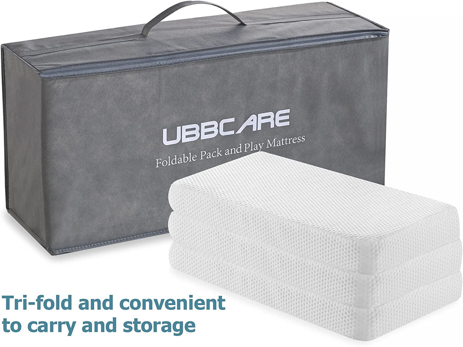 Waterproof Mini Crib Mattress, Portable Pack and Play Mattress Tri-Fold Dual Sided Mattress with Washable Cover & Storage Bag - Inhomebuy