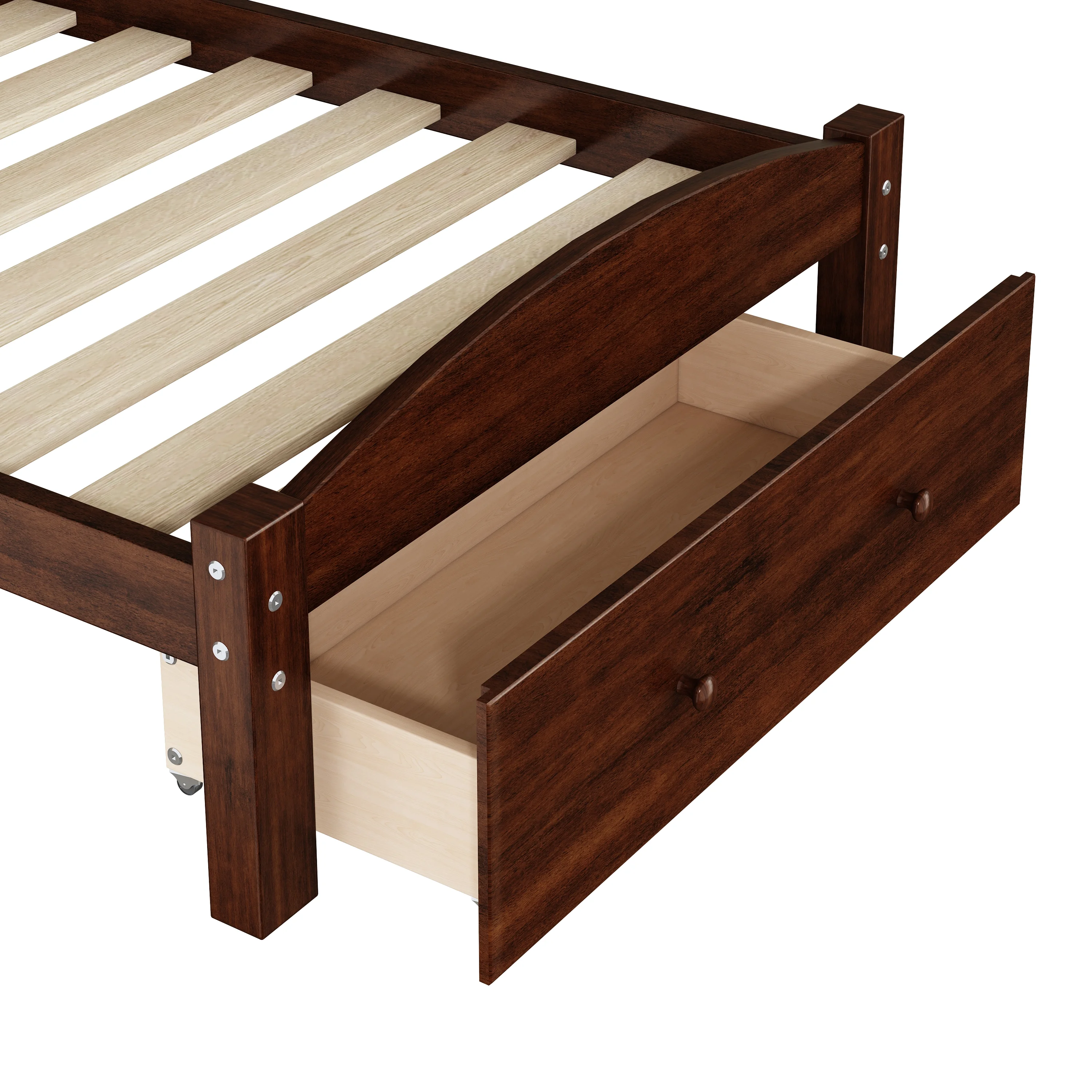 Twin Bed for Kids with Storage Drawer, Upgrade Pine Wood Bed Frame with Headboard and Footboard, Modern Kids Bed Furniture for Bedroom, Holds 275 lb, No Box Spring Needed, White - Inhomebuy