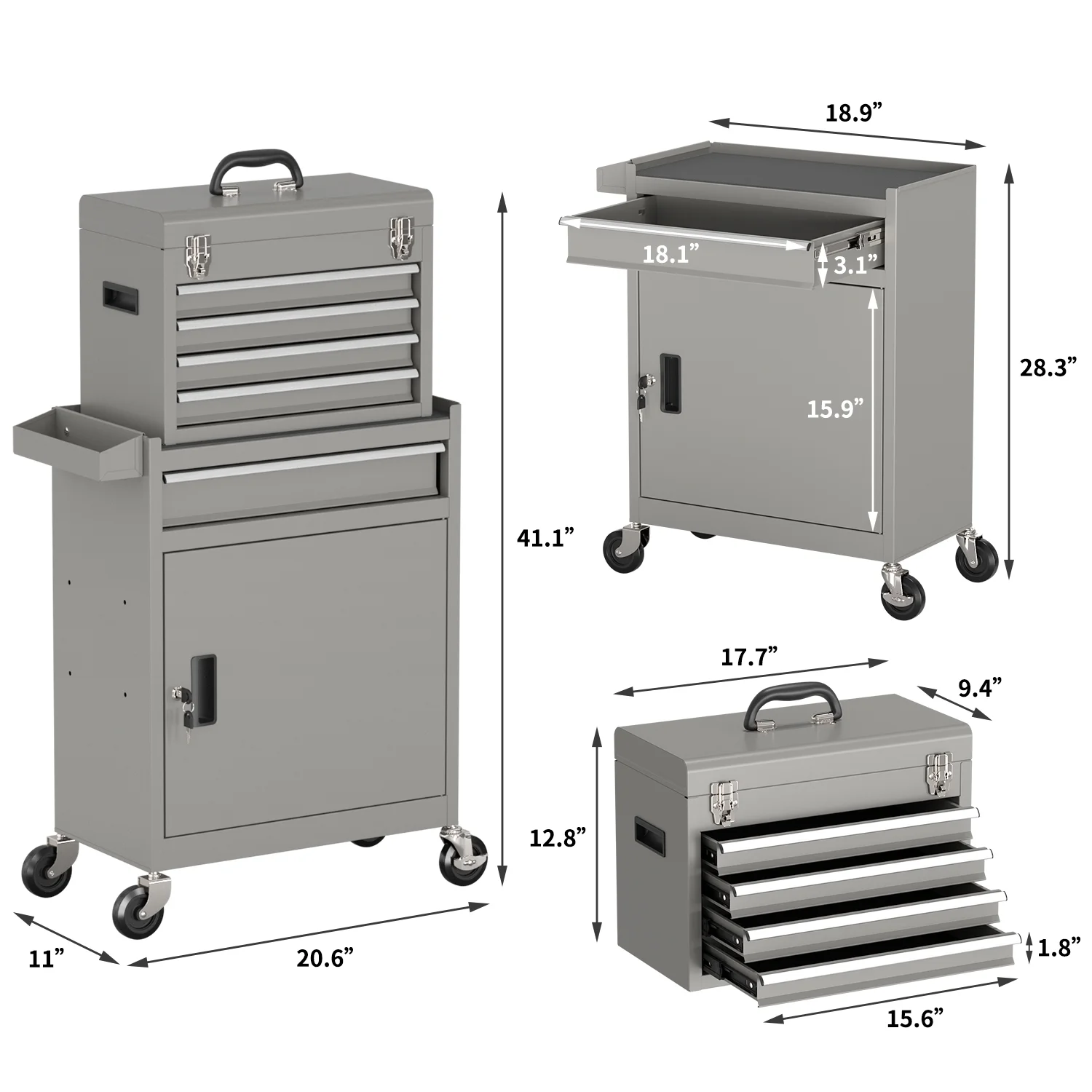 5 Drawer Mechanic Tool Chest with Wheels Heavy Duty Rolling Tool Box Cabinet Keyed Locking System Toolbox Organizer for Workshop Darkblue - Inhomebuy