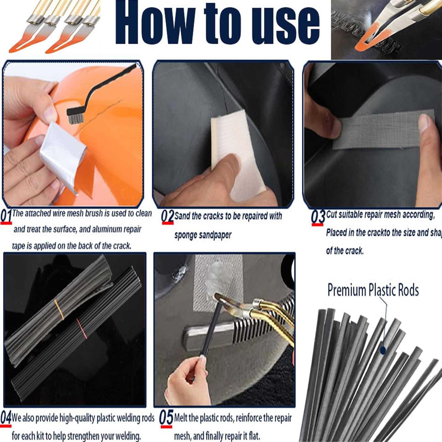 Upgraded 150W Plastic Welder Bumper Repair Kit,2-in-1 Plastic Welding Kit 800PCS Hot Staples & 30pcs Plastic Welding Rods,Hot Stapler Plastic Repair - Inhomebuy