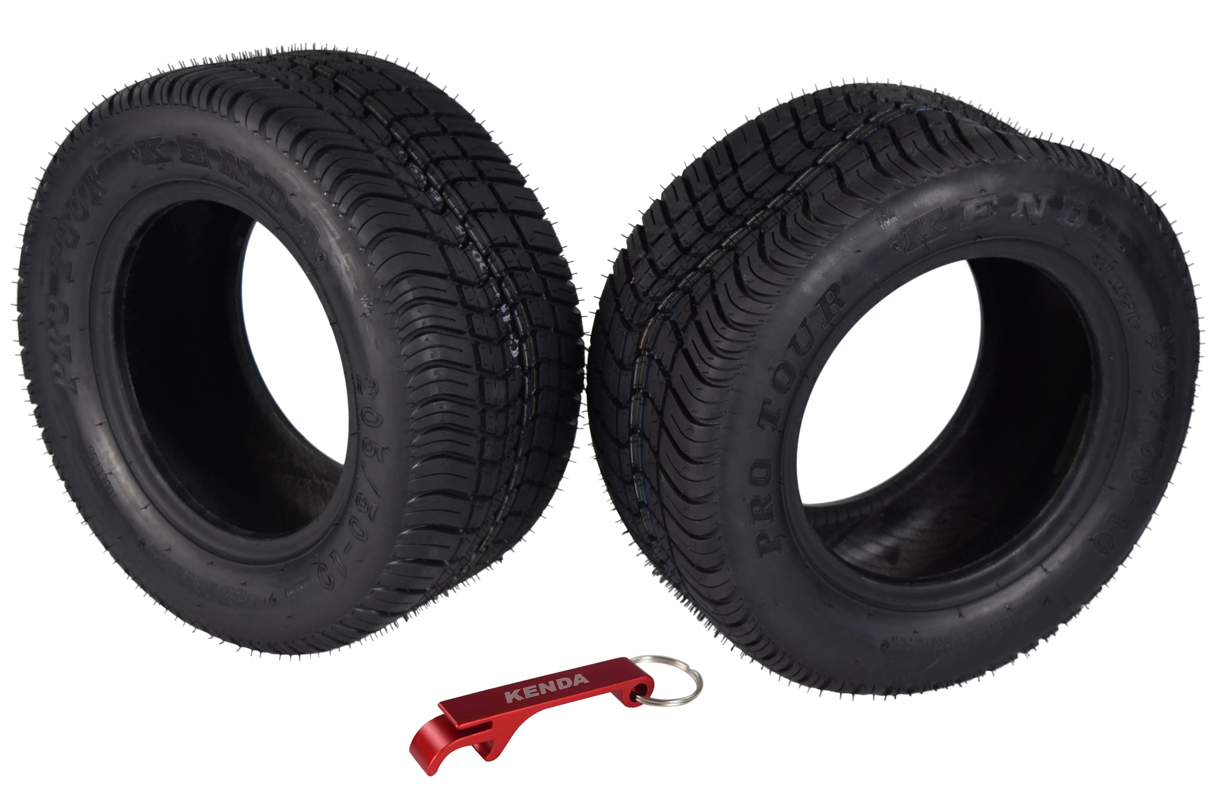 Kenda 205/50-10 Pro Tour Front or Rear Golf Cart Tires (2 Pack) - 4 Ply with Key Chain Bottle Opener - Inhomebuy
