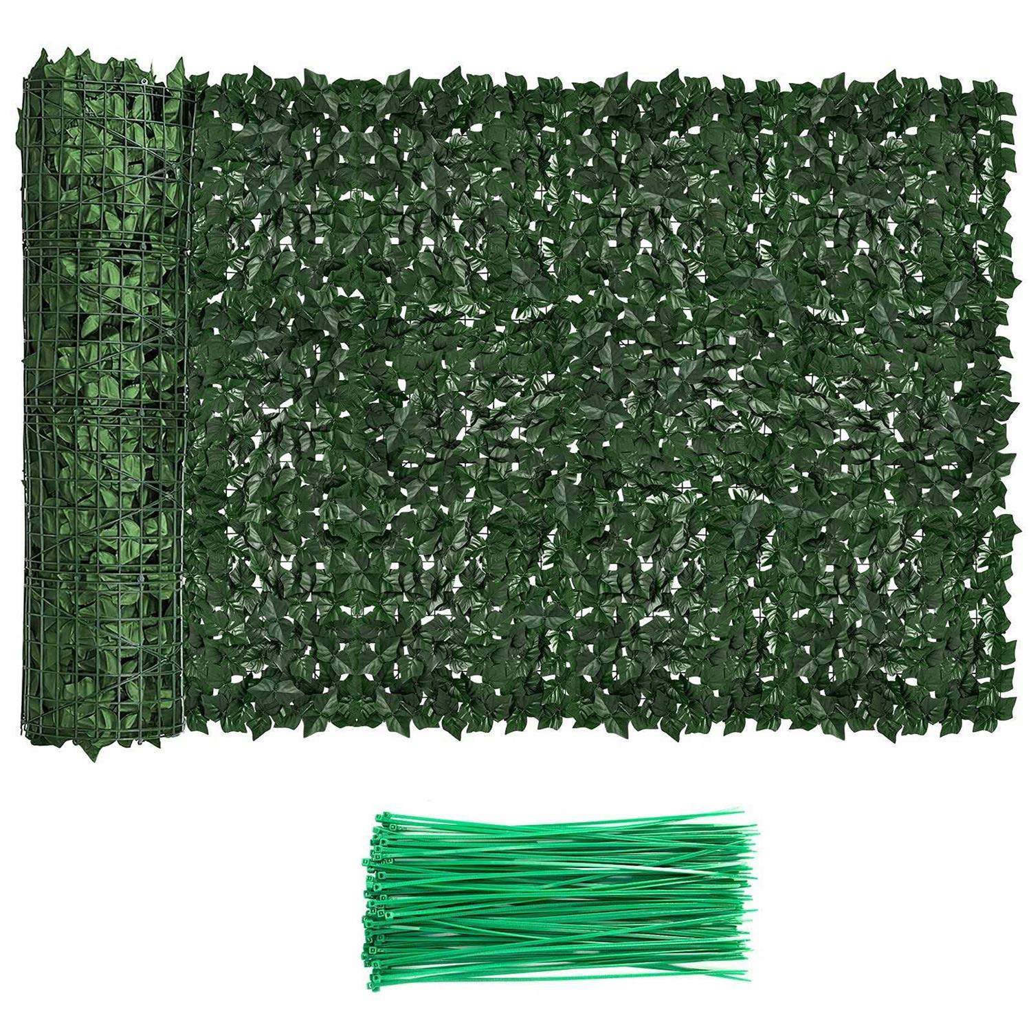 Faux Ivy Fence Privacy Screen Outdoor Expandable Artificial Greenery Roll Fake Hedge Wall Patio - Inhomebuy