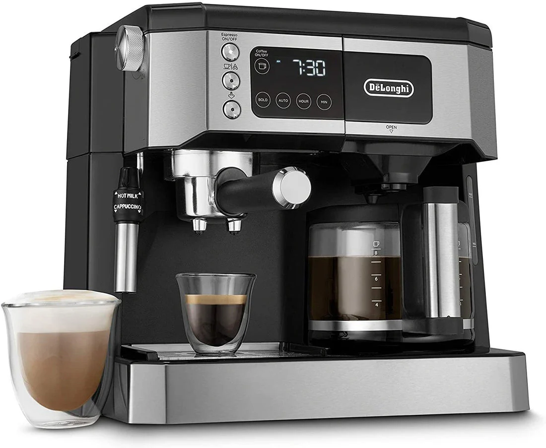 DeLonghi Combination Pump Espresso & Drip Coffee Maker: 10-cup glass carafe | COM532 - Inhomebuy