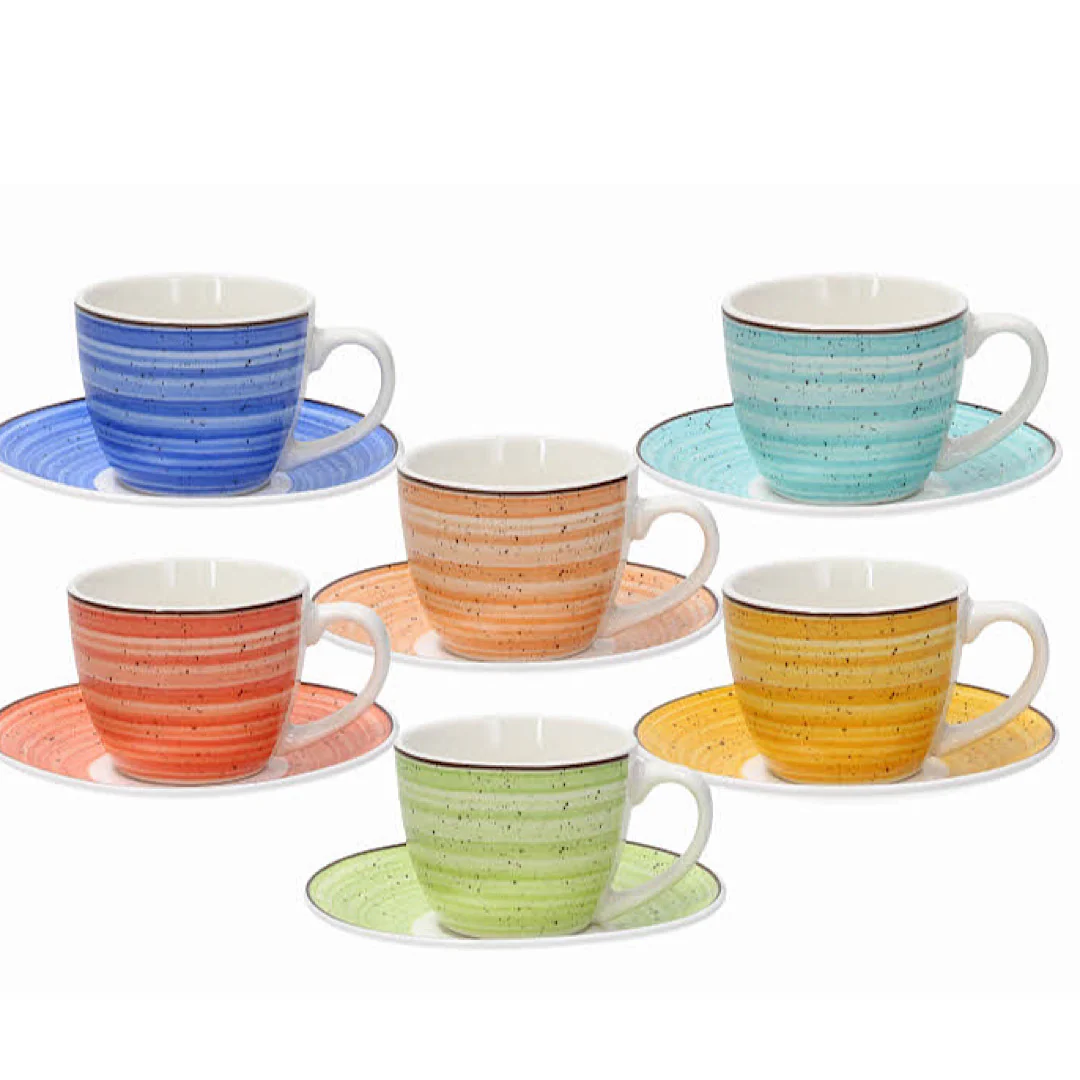 Iris kaleido Coffee Cup & Saucer set of 6pcs - Inhomebuy