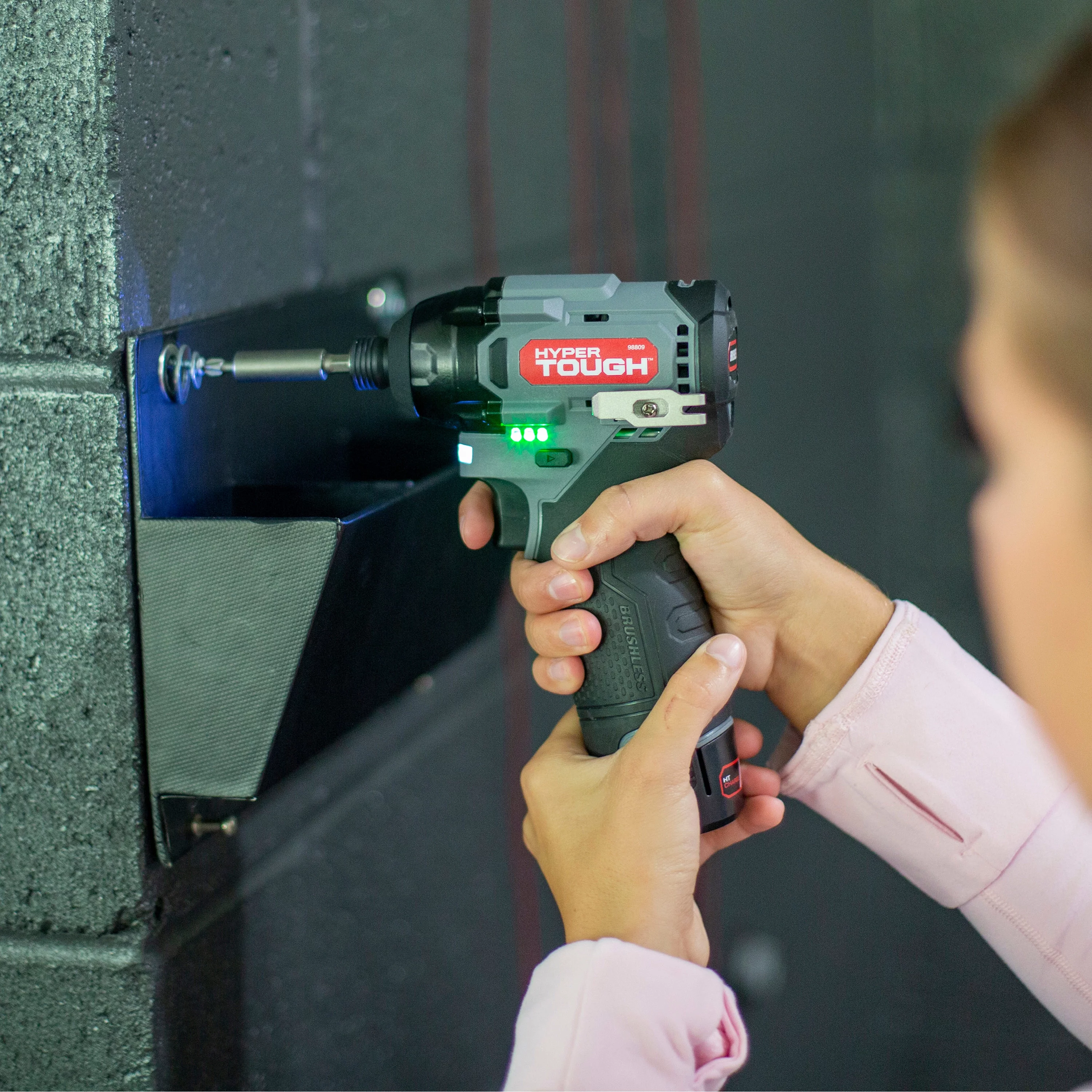 Hyper Tough 12V Max* Lithium-Ion Cordless Brushless Impact Driver with 1.5Ah Battery and Charger, Model 98809 - Inhomebuy