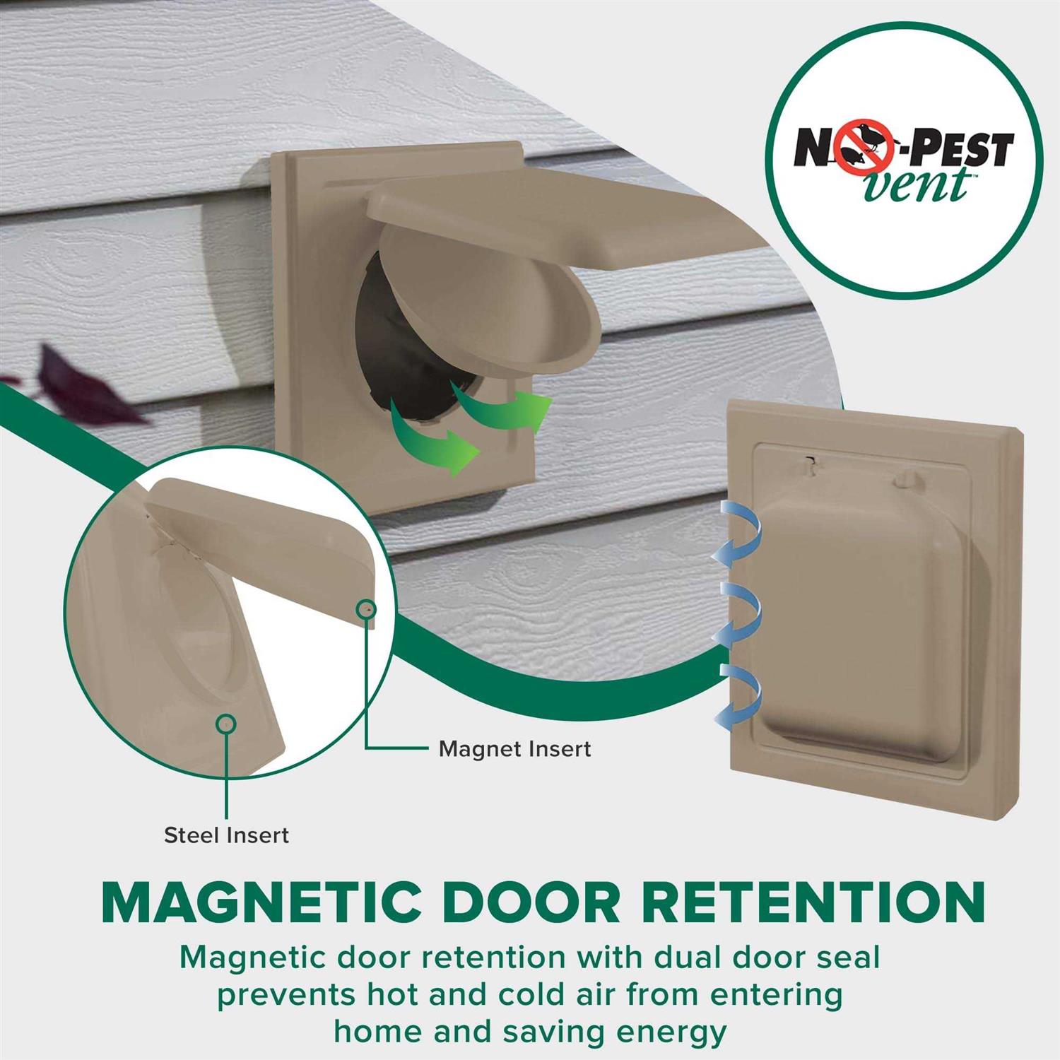 NO-PEST Vent Dual Door Dryer Vent Cover Outdoor 4 inch Made in USA w Highest UV Resistant Plastic in any Outdoor Vent Cover - Inhomebuy