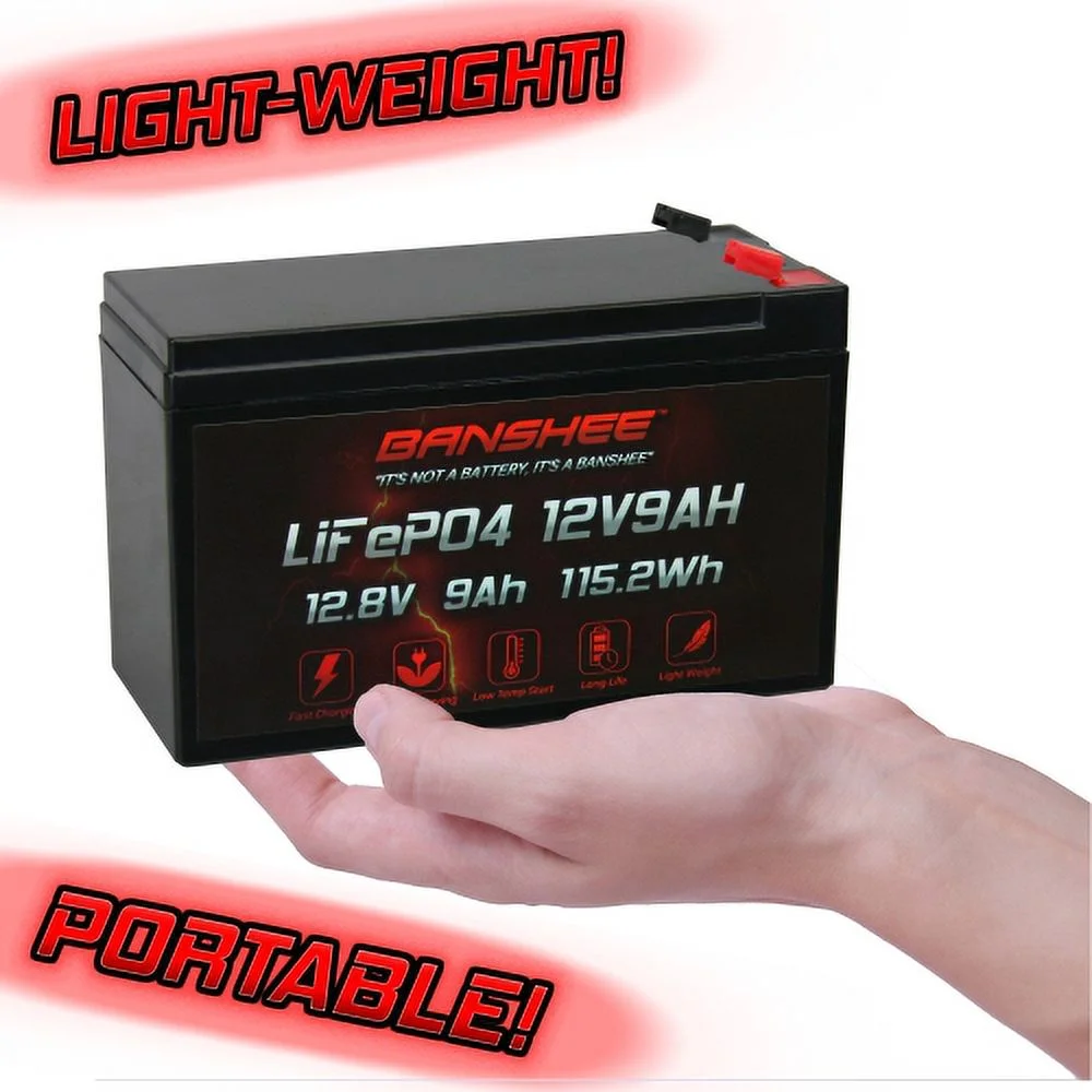 12 Volt 9AH Deep Cycle Rechargeable Lithium ion Battery Perfect for Replace UPS System Fish Finder Battery Maintenance-Free Built in BMS - Inhomebuy