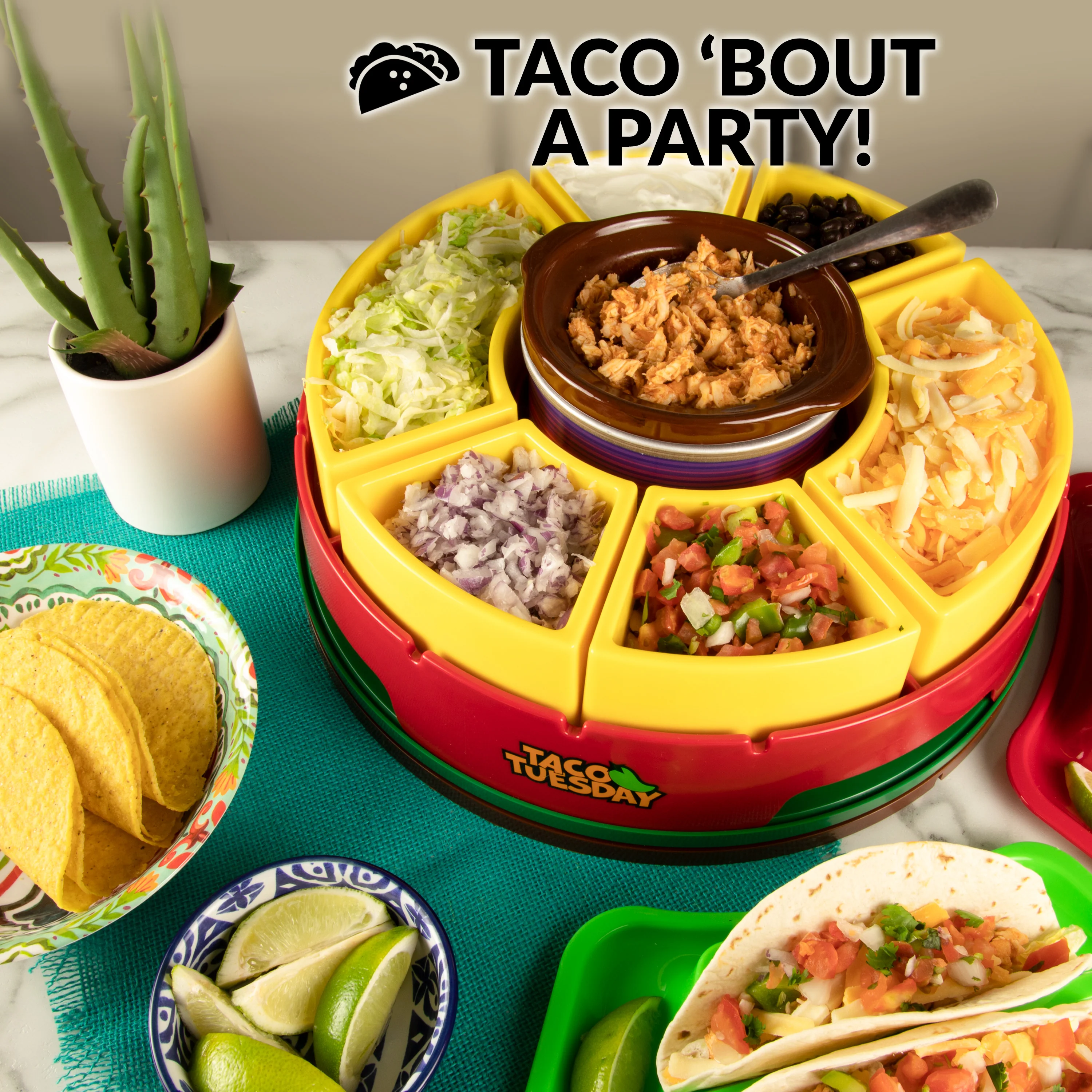 Taco Tuesday Heated Lazy Susan Taco Bar - Inhomebuy