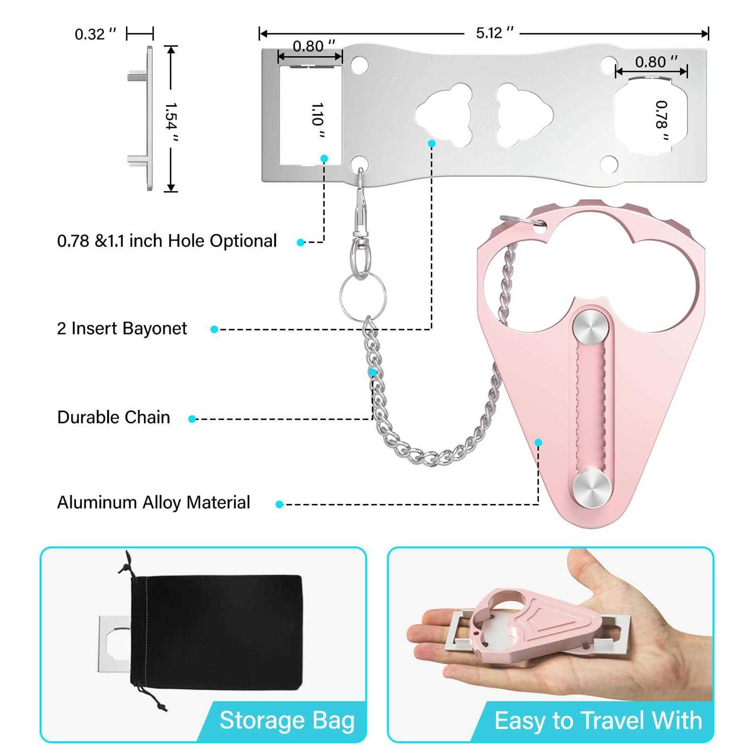 Portable Door Lock for Travel Improved Travel Door Lock Hotel Door Lock Apartment Security Device Door Perfect for Traveling Hotel Apartment - Inhomebuy