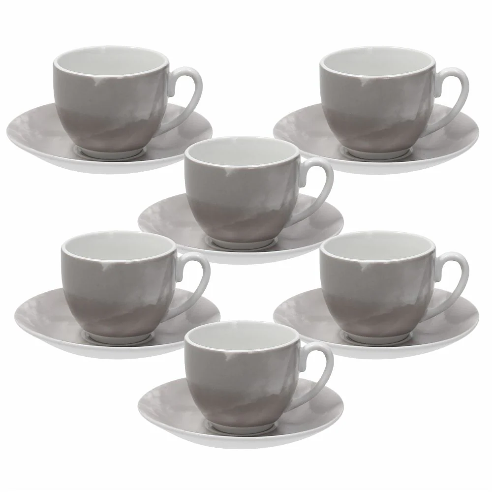 Sfera Colorplay Beige Coffe Cup & Saucer Set of 6 pcs - Inhomebuy