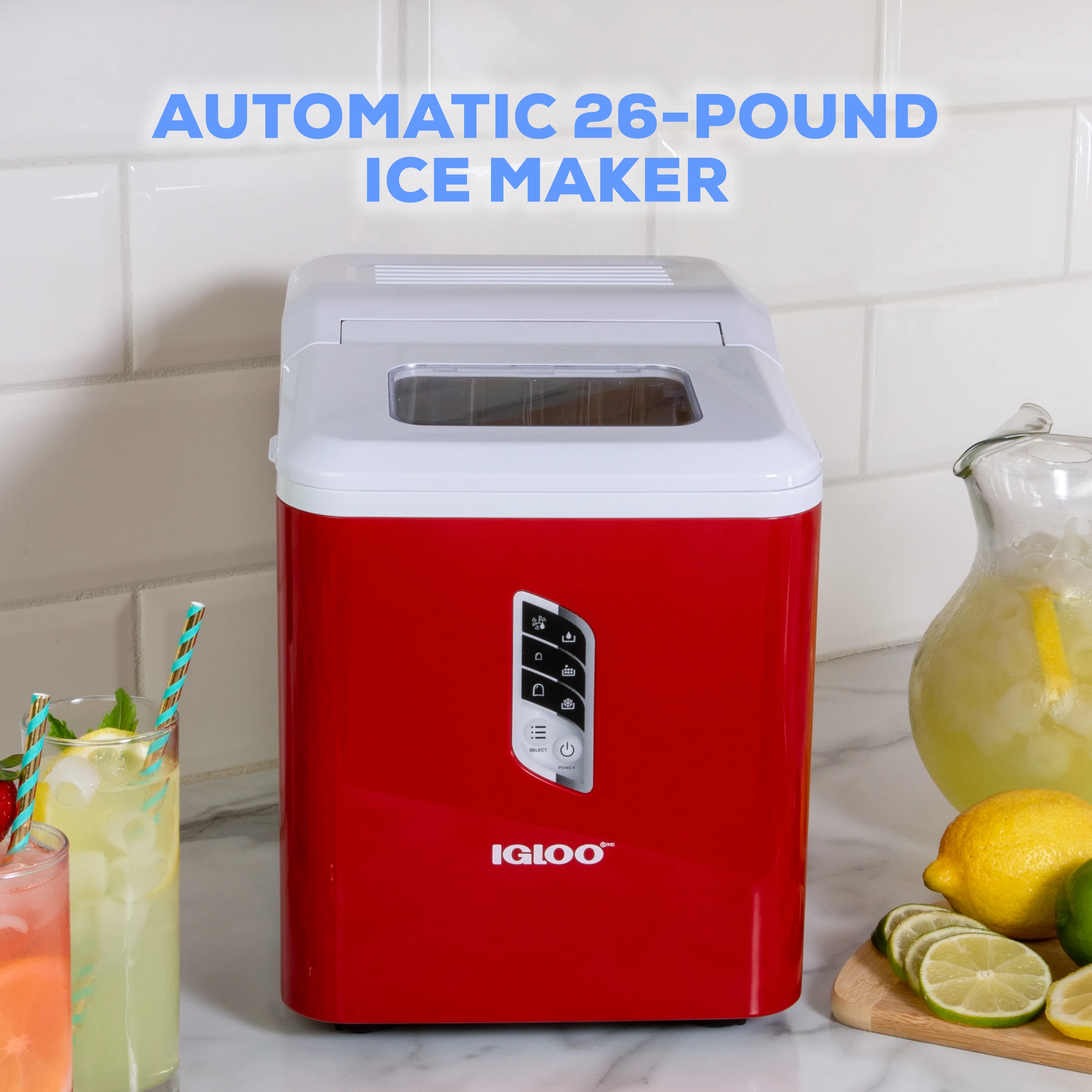 Igloo Automatic Self-Cleaning 26-Pound Ice Maker, Red - Inhomebuy