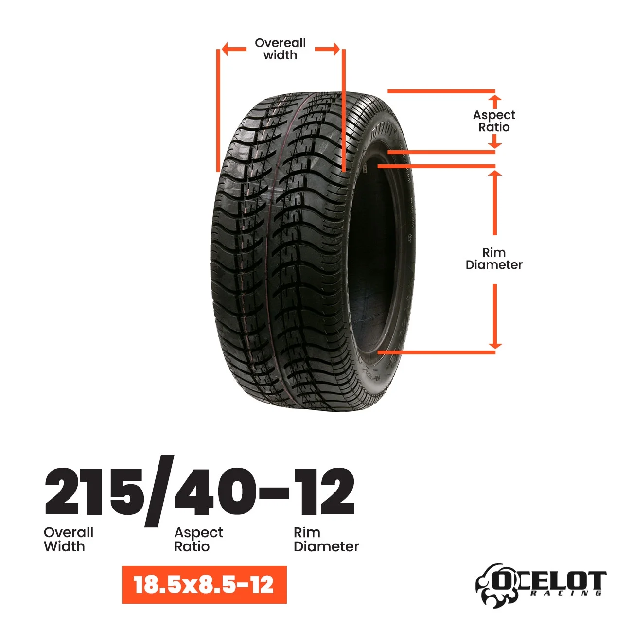 215/40-12 Ocelot Course Pro Golf Cart Tire - Inhomebuy