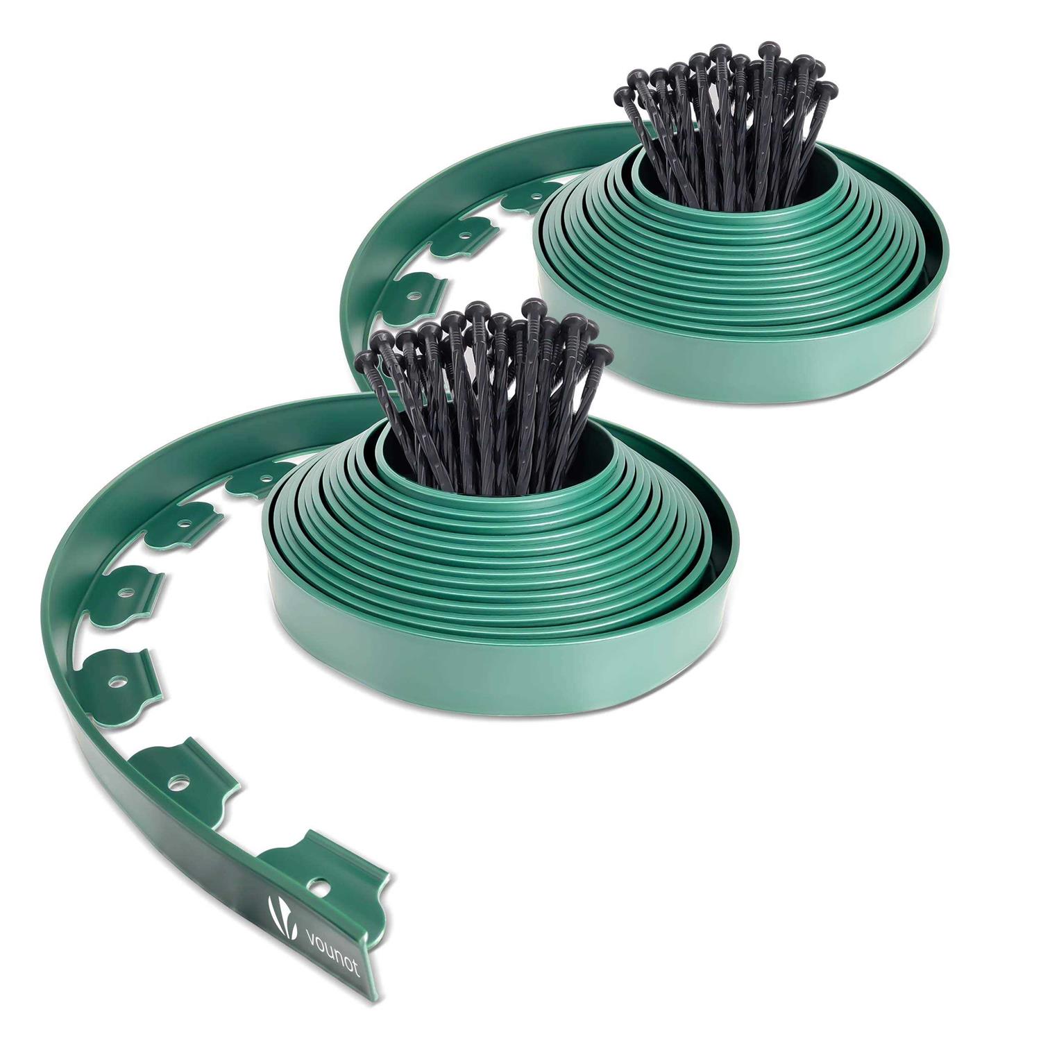 VOUNOT 20m Flexible Lawn Edging Plastic Garden Edging Border with 60 Strong Securing Pegs - Inhomebuy