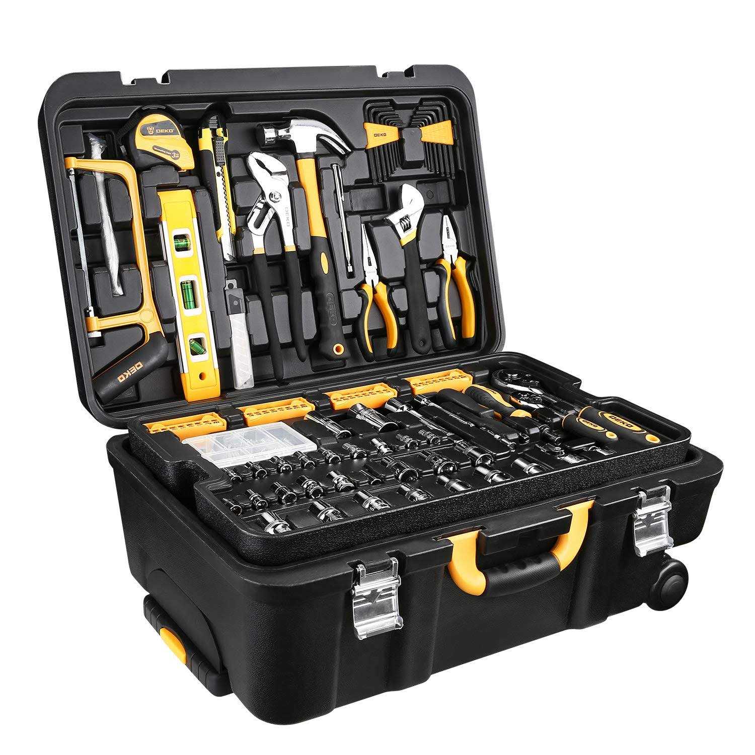 DEKOPRO 228 Piece Socket Wrench Auto Repair Tool Combination Package Mixed Tool Set Hand Tool Kit with Plastic Toolbox Storage Case - Inhomebuy