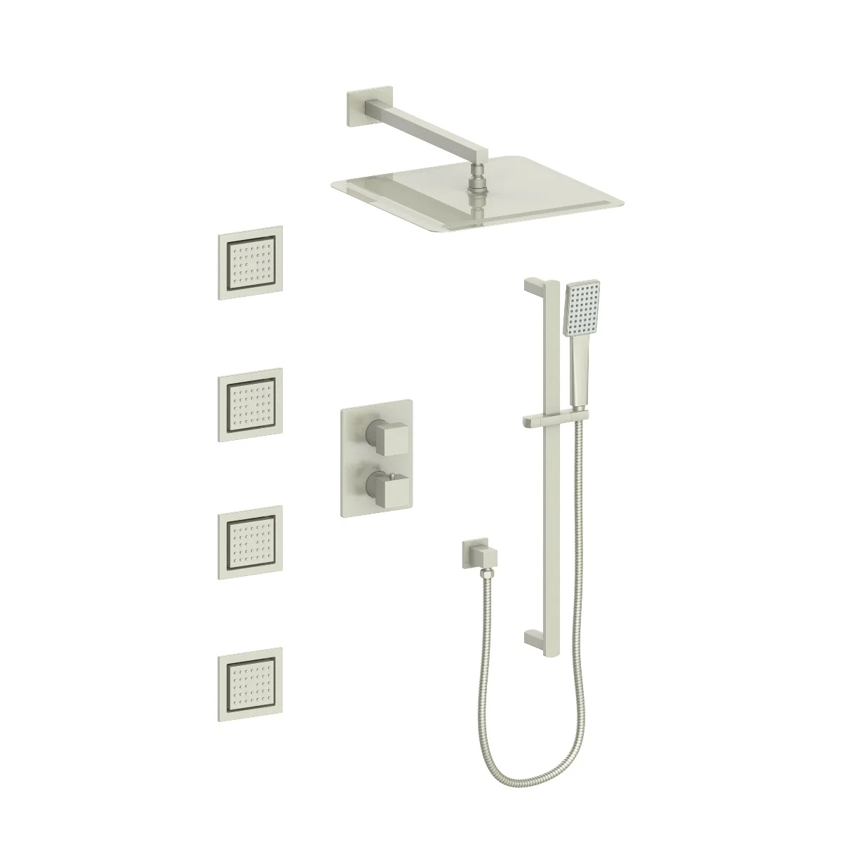 ZLINE Crystal Bay Thermostatic Shower System in Brushed Nickel, CBY-SHS-T3-BN - Inhomebuy