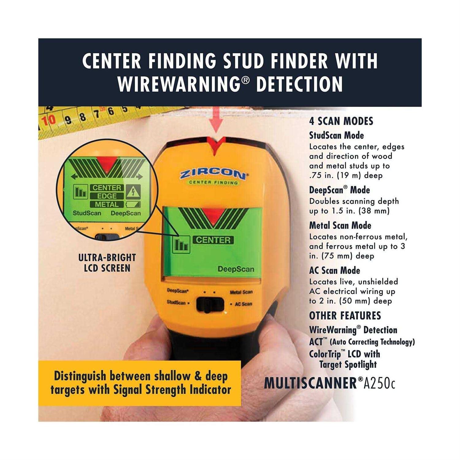 Zircon Multiscanner A200 Electronic Wall Scanner / Metal Detector/ Live AC Wire Detection With SpotLite Pointer - Inhomebuy