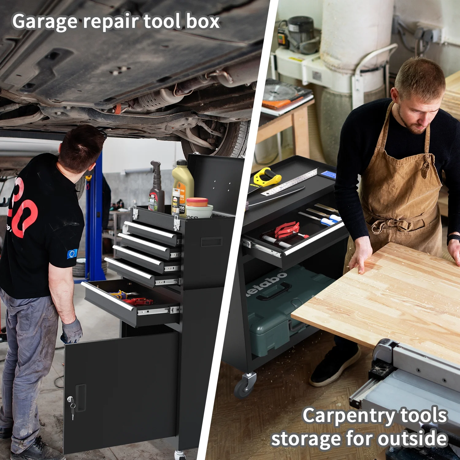 5 Drawer Mechanic Tool Chest with Wheels Heavy Duty Rolling Tool Box Cabinet Keyed Locking System Toolbox Organizer for Workshop Darkblue - Inhomebuy