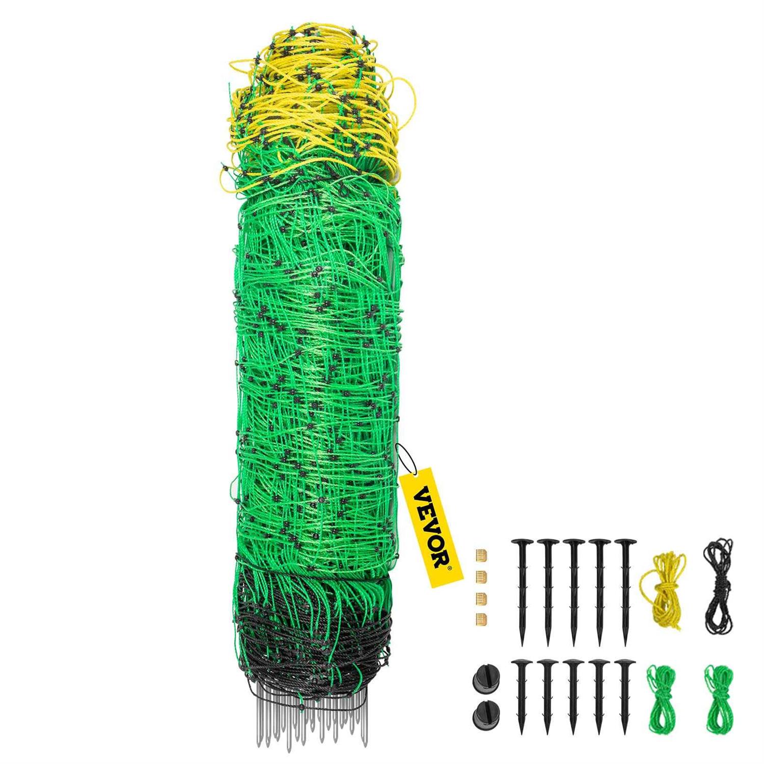 VEVOR Electric Netting Fence Kit Sheep Fencing 35.4 inchh x 164’l with 14 Posts Spikes - Inhomebuy