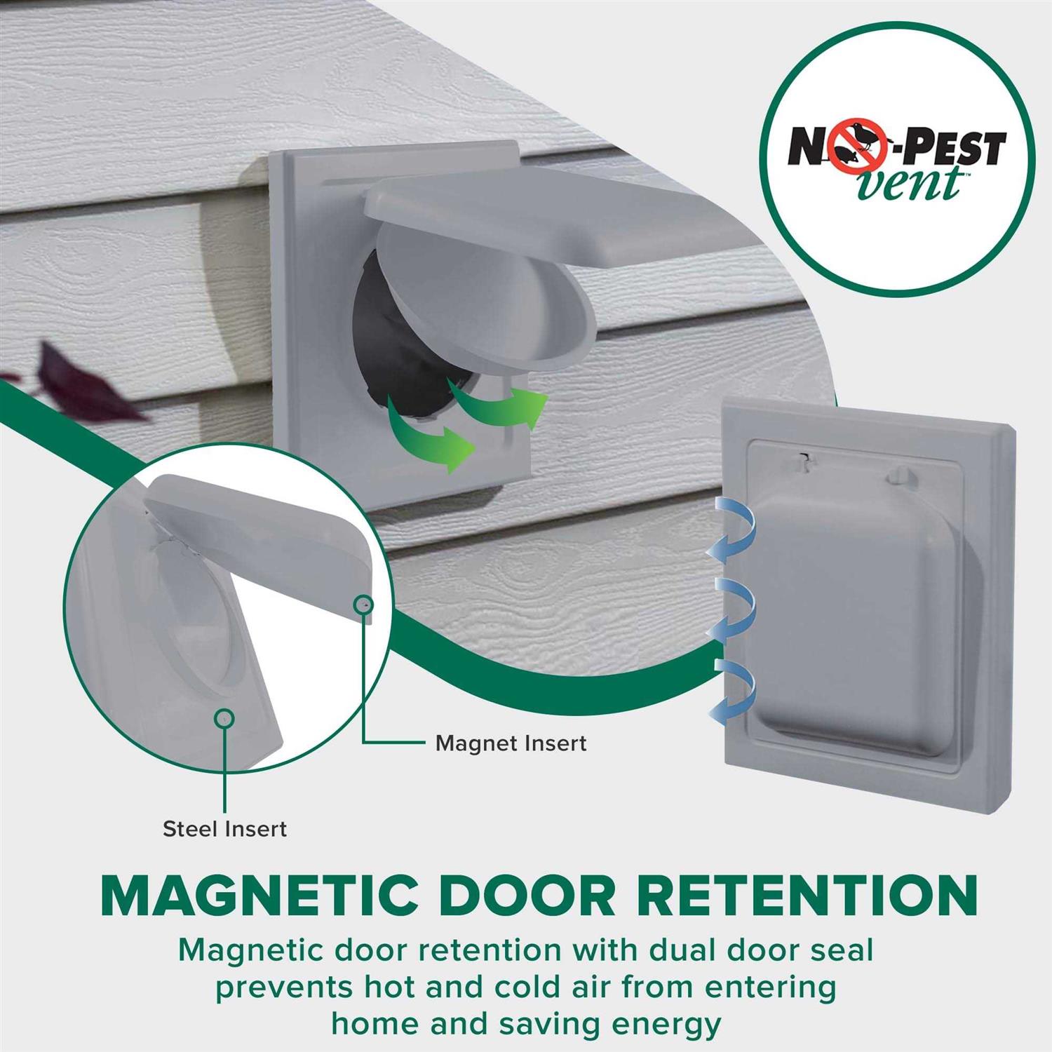 NO-PEST Vent Dual Door Dryer Vent Cover Outdoor 4 inch Made in USA w Highest UV Resistant Plastic in any Outdoor Vent Cover - Inhomebuy