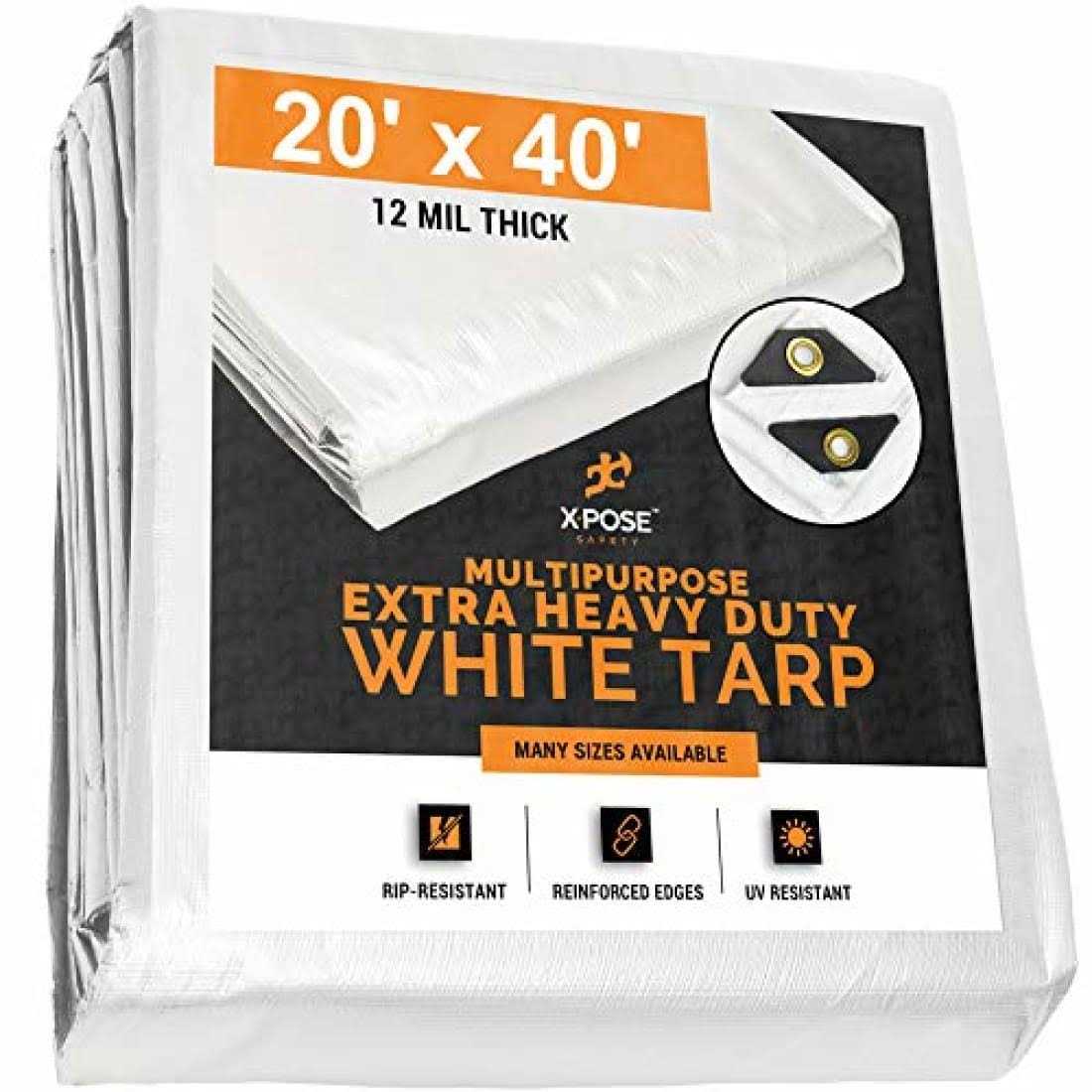 Xpose Safety Heavy Duty White Poly Tarp Multipurpose Protective Cover - Inhomebuy