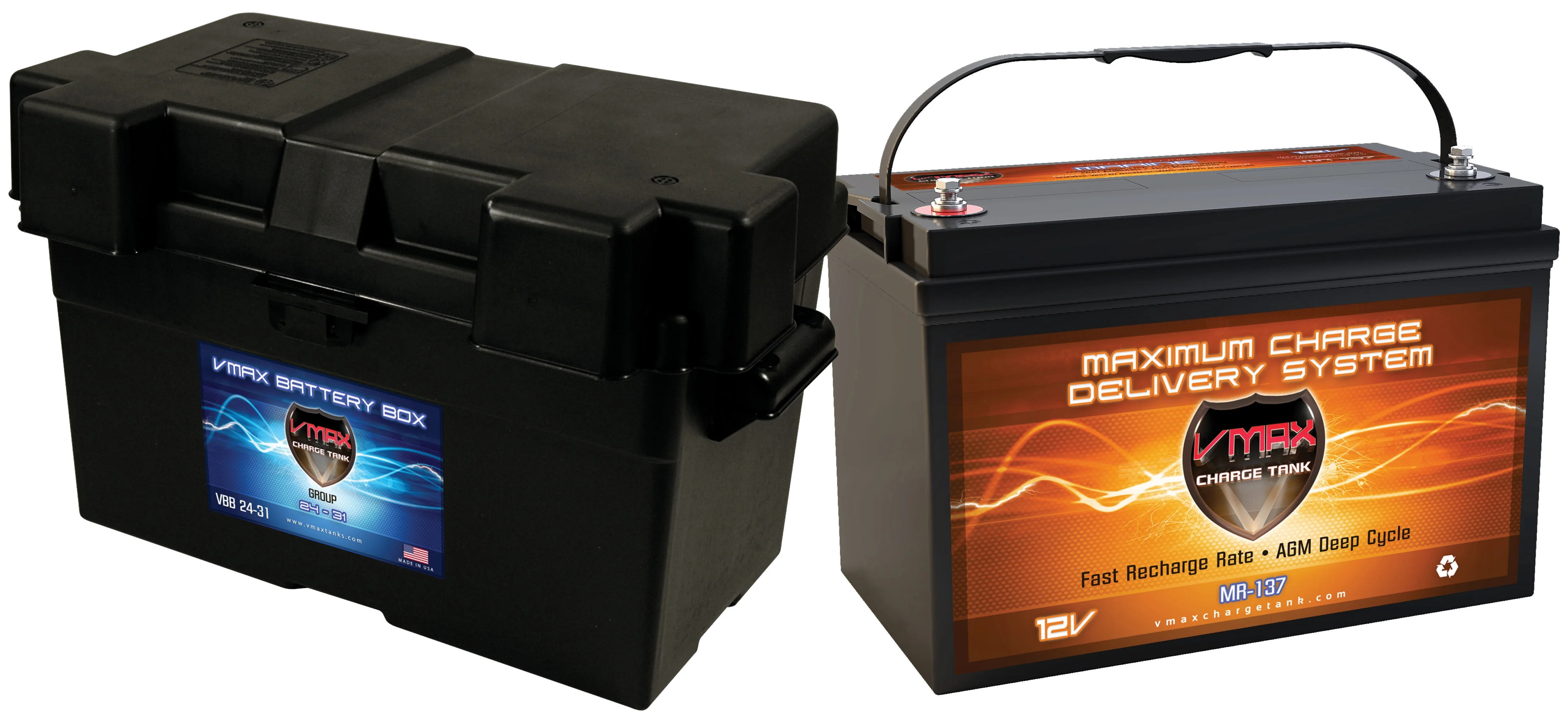 VMAX MR137-120 + MARINE BOX AGM Group 31 12V Marine Battery fully sealed Deep Cycle - Inhomebuy