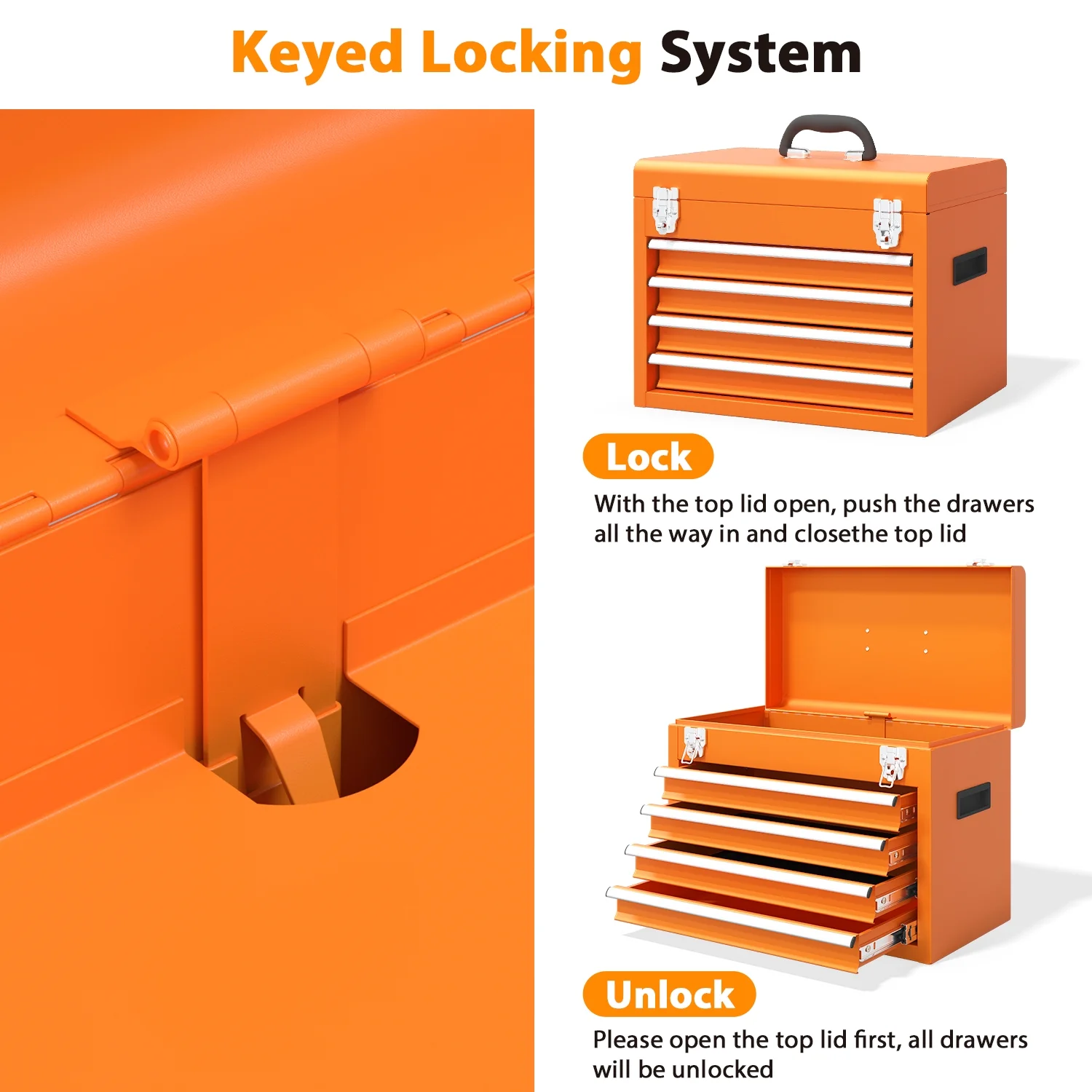 5 Drawer Mechanic Tool Chest with Wheels Heavy Duty Rolling Tool Box Cabinet Keyed Locking System Toolbox Organizer for Workshop Darkblue - Inhomebuy