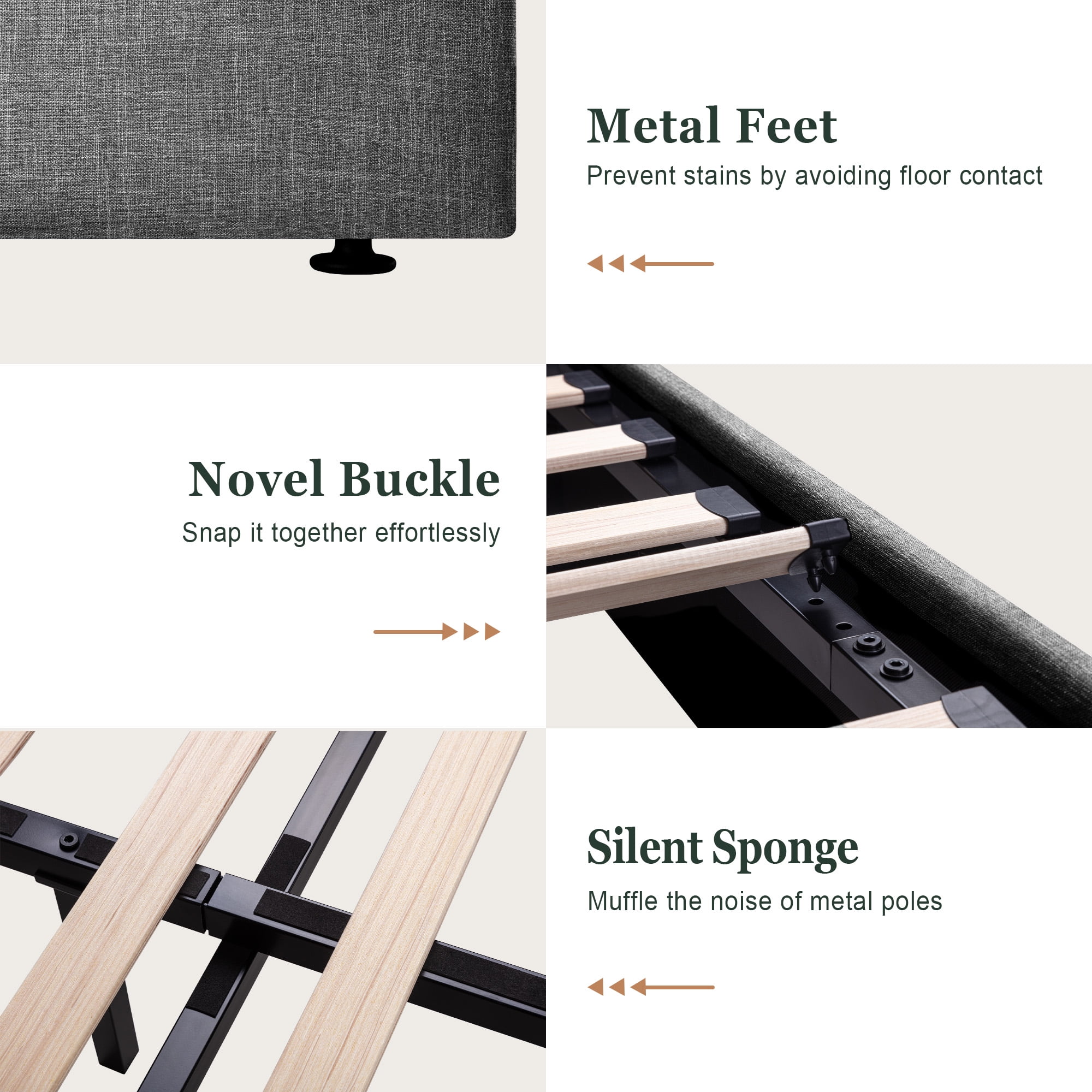 Amolife King Size Upholstered Lift up Storage Platform Bed Frame with Channel Wingback Headboard, Beige, Adult - Inhomebuy