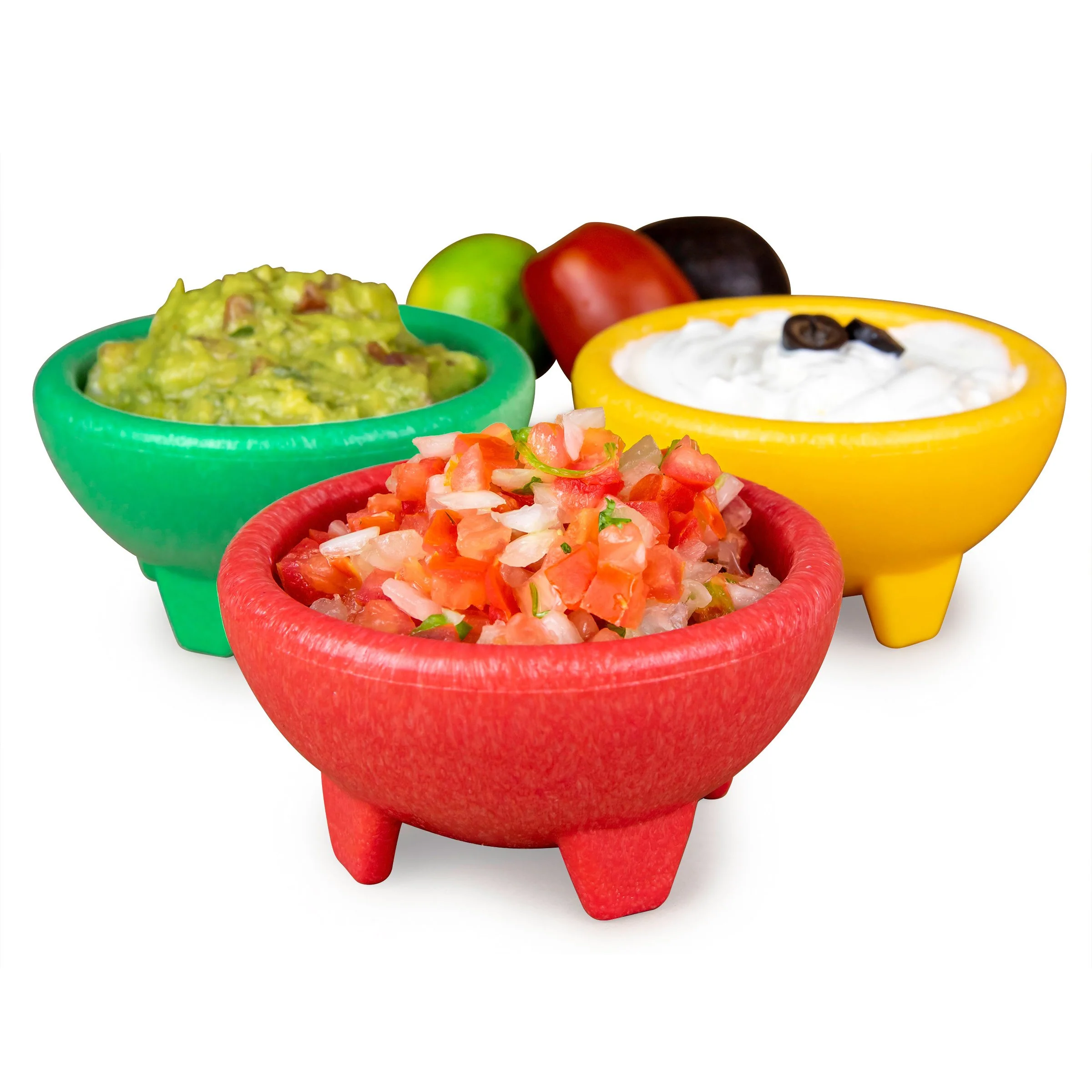 Taco Tuesday 3-Piece Salsa Bowl Set in Yellow, Green & Red - Inhomebuy