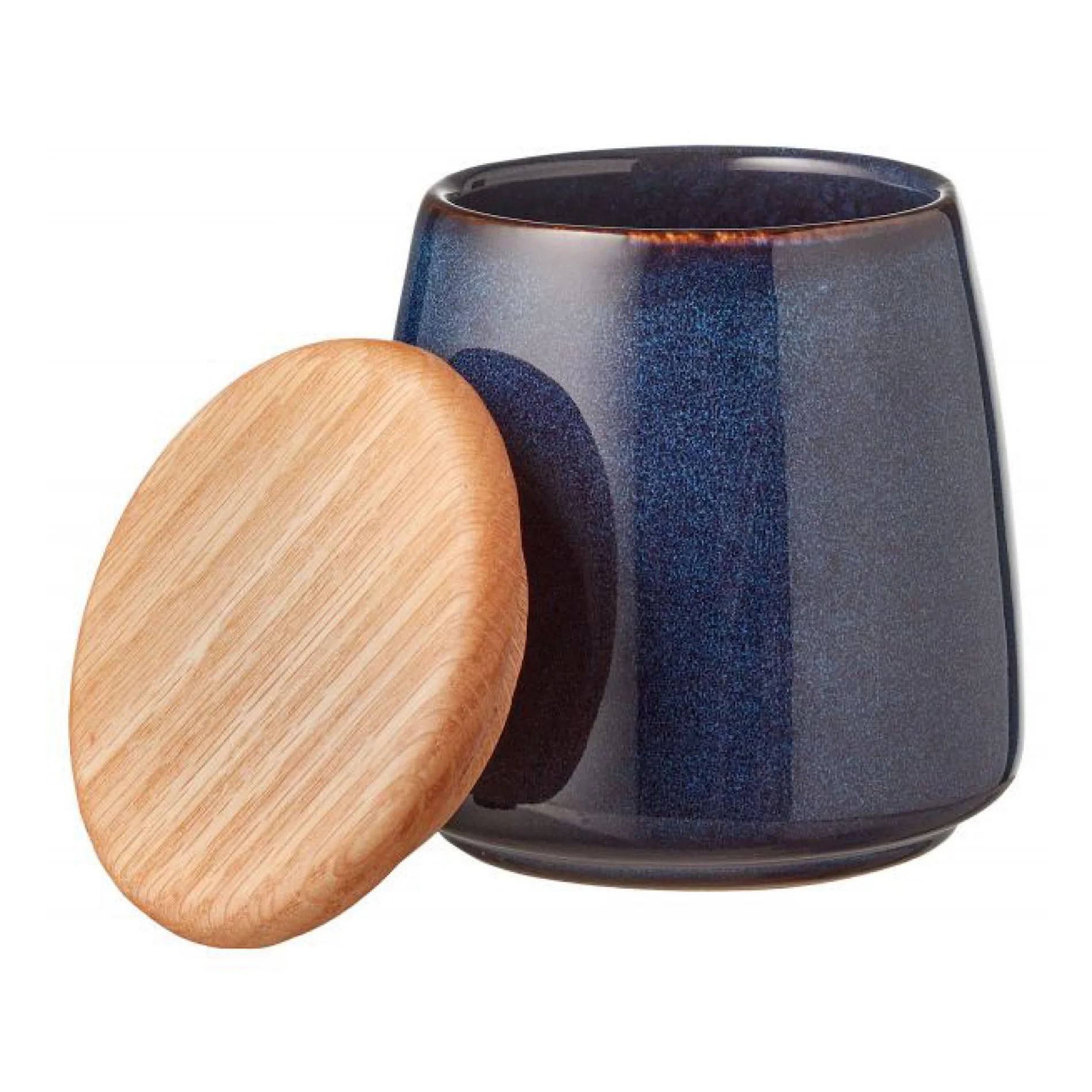 Stoneware Jar With Lid Height 12 cm Dark Blue - Inhomebuy
