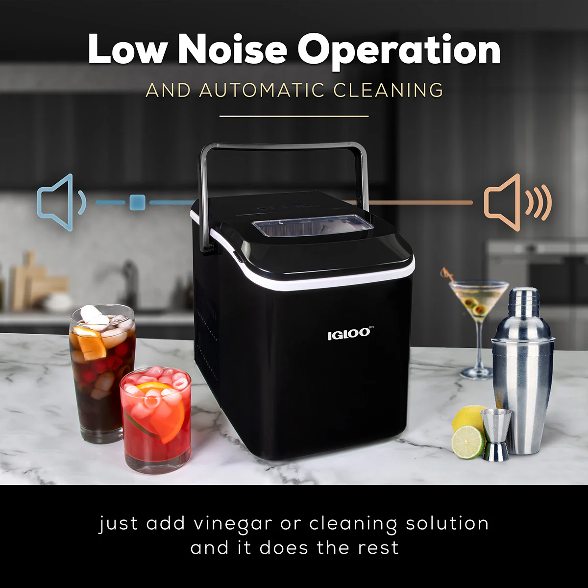 IGLOO® 26-Pound Automatic Self-Cleaning Portable Countertop Ice Maker Machine With Handle, Black - Inhomebuy