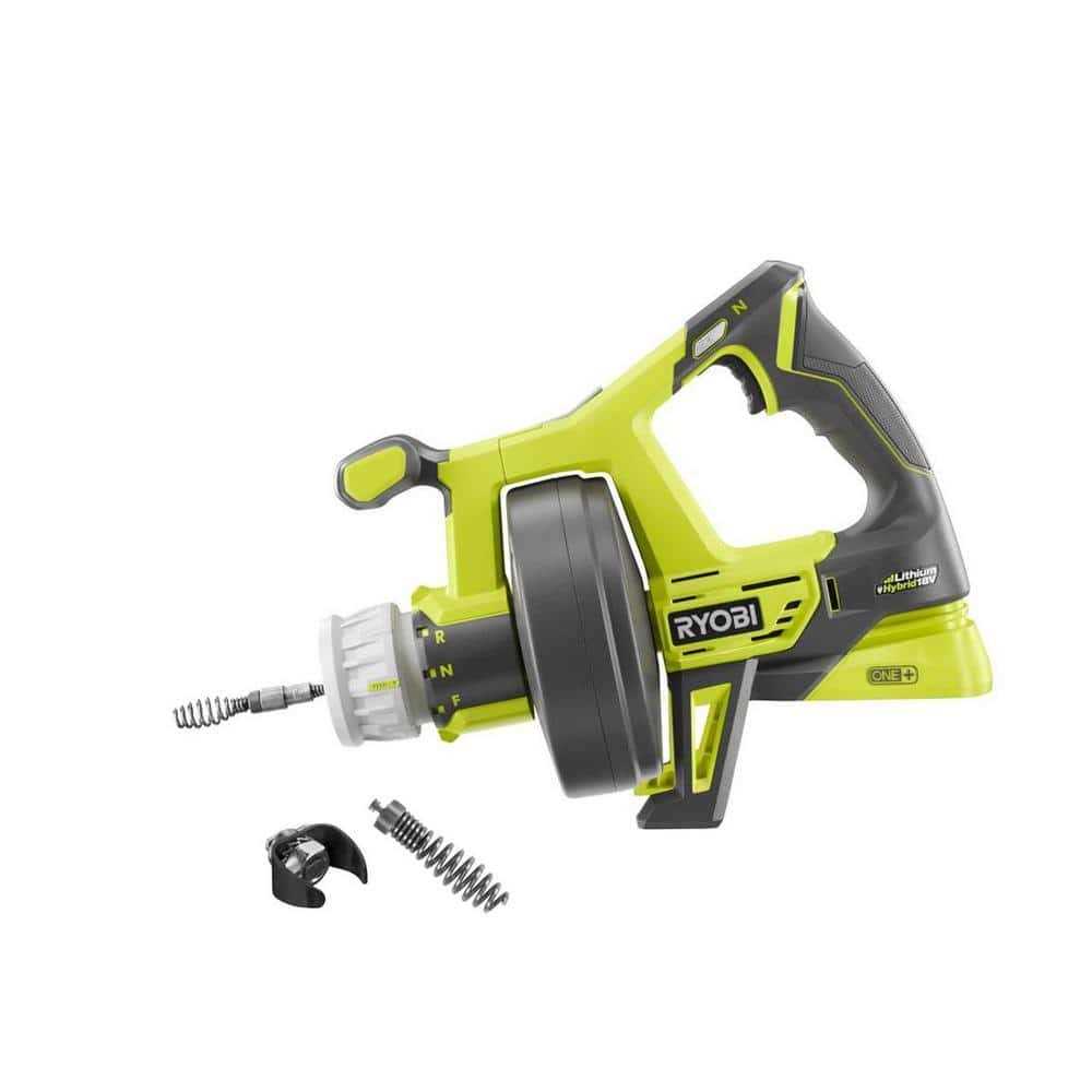 RYOBI ONE+ 18V Hybrid Drain Auger Kit with 50 ft. Cable, 2.0 Ah Battery, 18V Charger and Cutter Tips - Inhomebuy