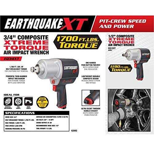 Earthquake Xt 1/2 in Stubby Air Impact Wrench EQ12SXT - Inhomebuy