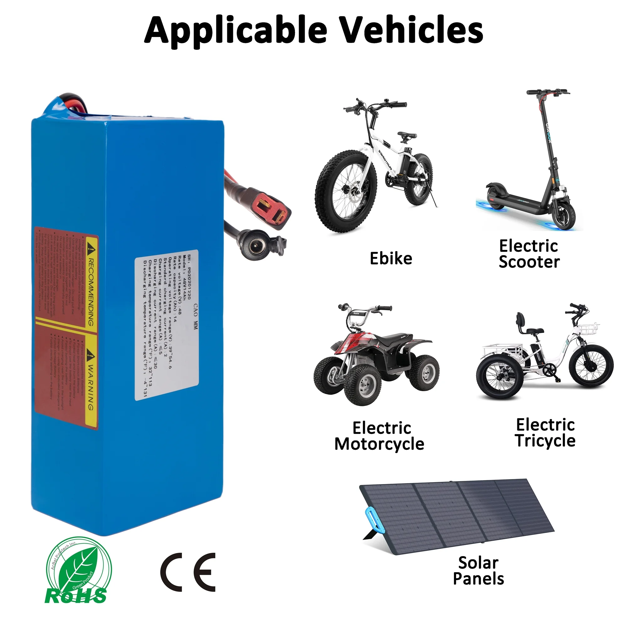 Ebike Battery 48V 8Ah Lithium Battery 30A BMS with Charger 48V Battery for 750W Electric Bike Motorcycle - Inhomebuy