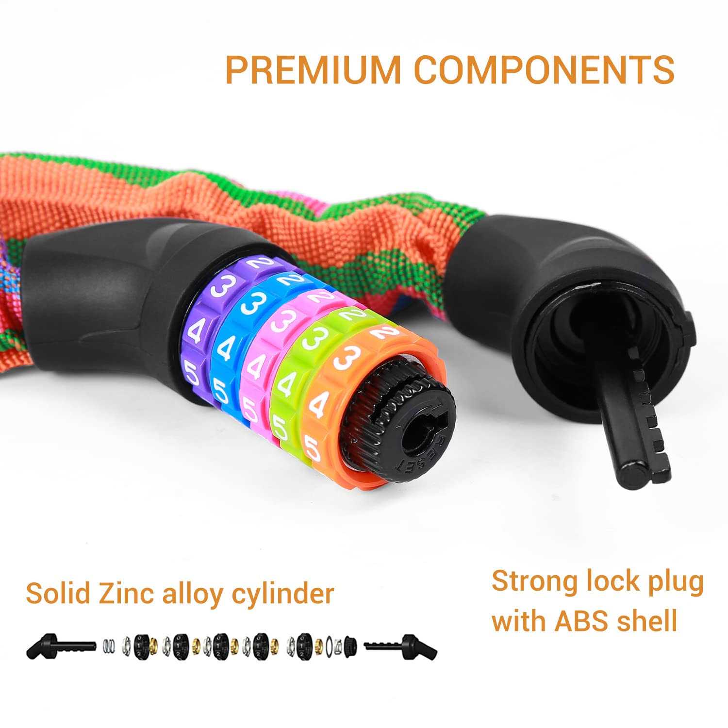 Sportneer Bicycle Chain Lock 5-Digit Resettable Combination Anti-Theft Bike Locks - Inhomebuy