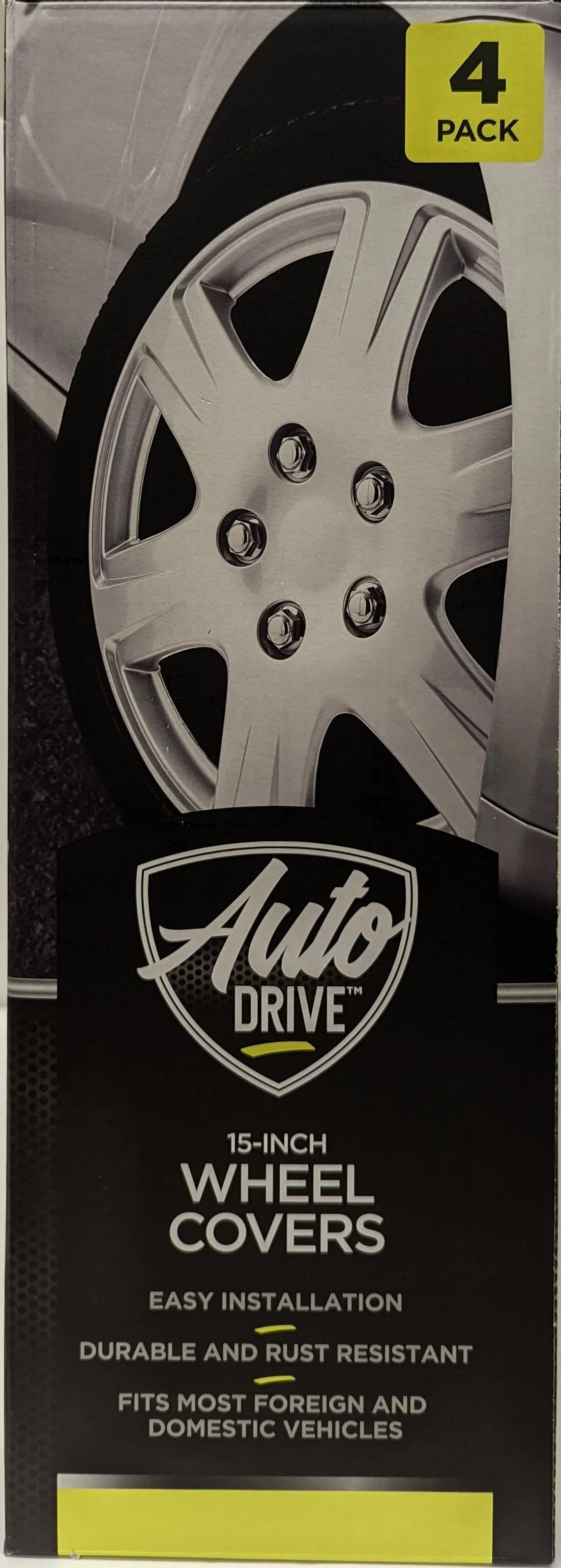 15-inch Wheel Cover, Silver Alloy Finish, Auto Drive Brand, ABS Plastic Material, Mfg Part No. KT993-15SL - Inhomebuy