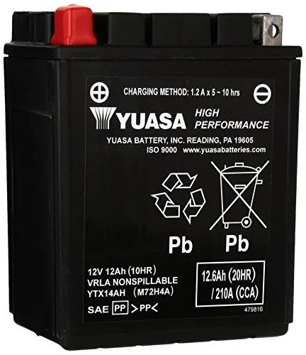 Yuasa Ytx14ah Factory Activated Maintenance Free 12 Volt Batt. - Inhomebuy