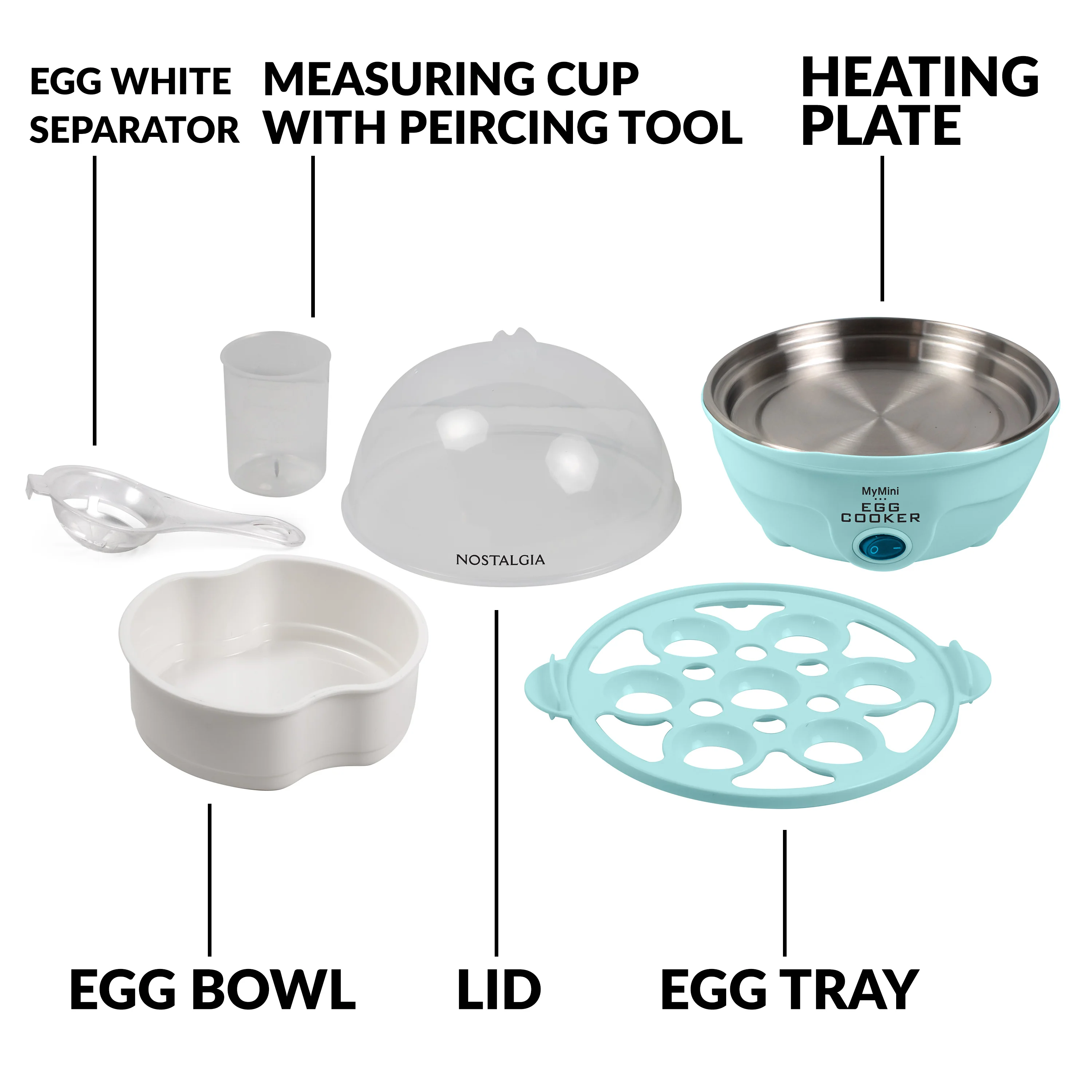 Retro Premium 7-Egg Capacity Electric Egg Cooker, Aqua - Inhomebuy