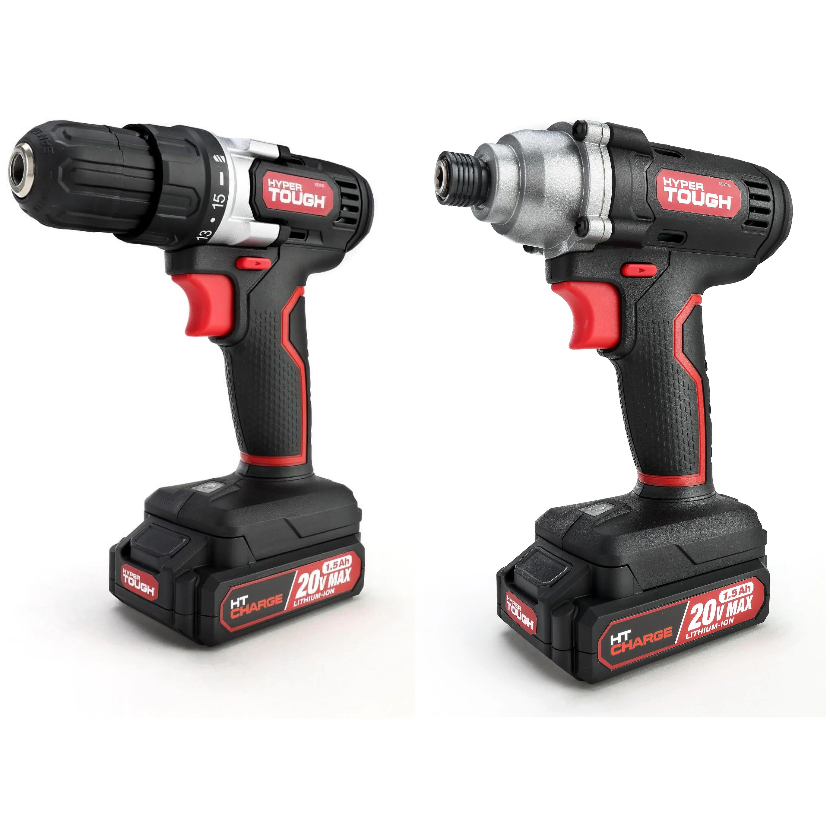 Hyper Tough 20V Max 3/8 inch cordless Drill /  1/4 inch cordless Impact Driver Combo with (2) - 1.5Ah batteries and chargers - Inhomebuy