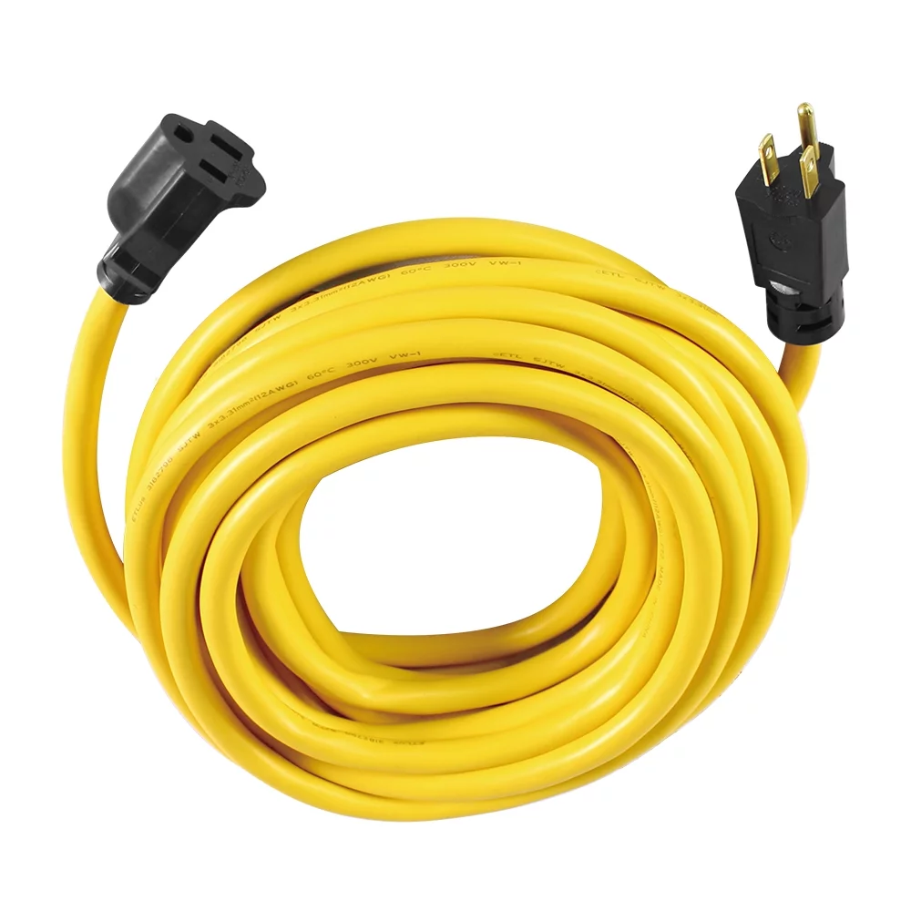 Hyper Tough 25FT 12/3 Extension Cord Yellow For Outdoor Use - Inhomebuy