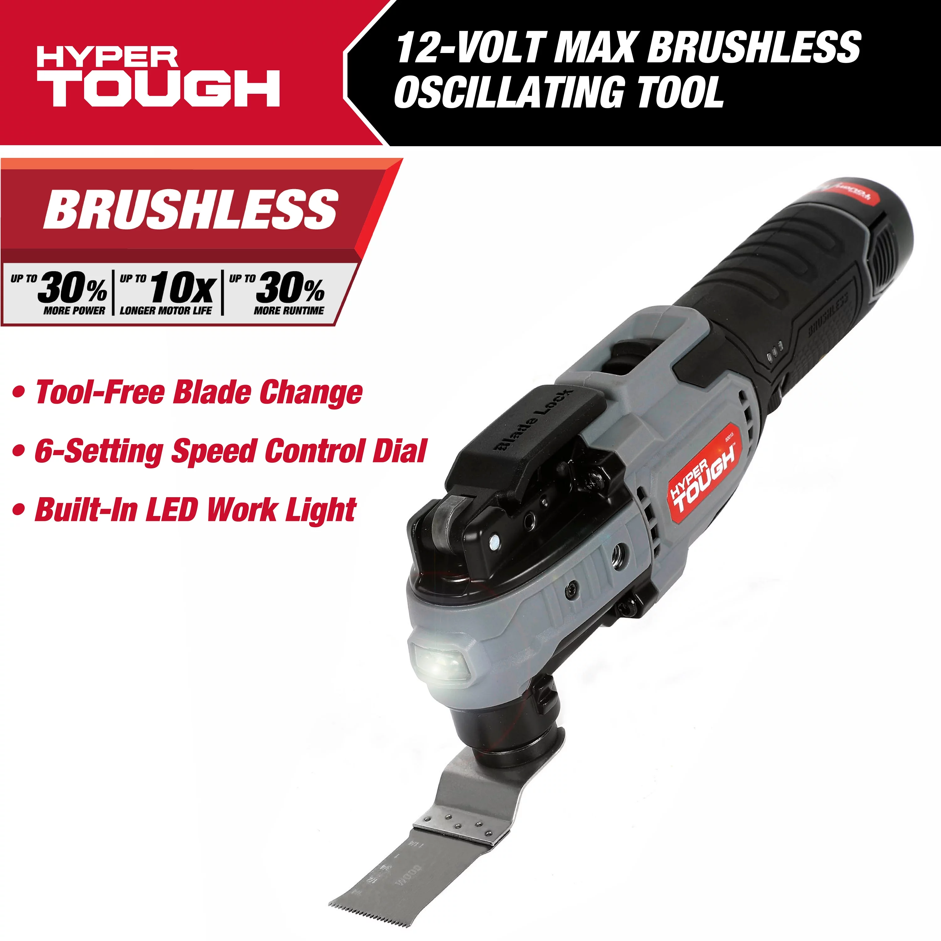 Hyper Tough 12V Max Lithium-Ion Brushless Oscillating Multi-Tool with 1.5Ah Battery and Charger, 80015 - Inhomebuy