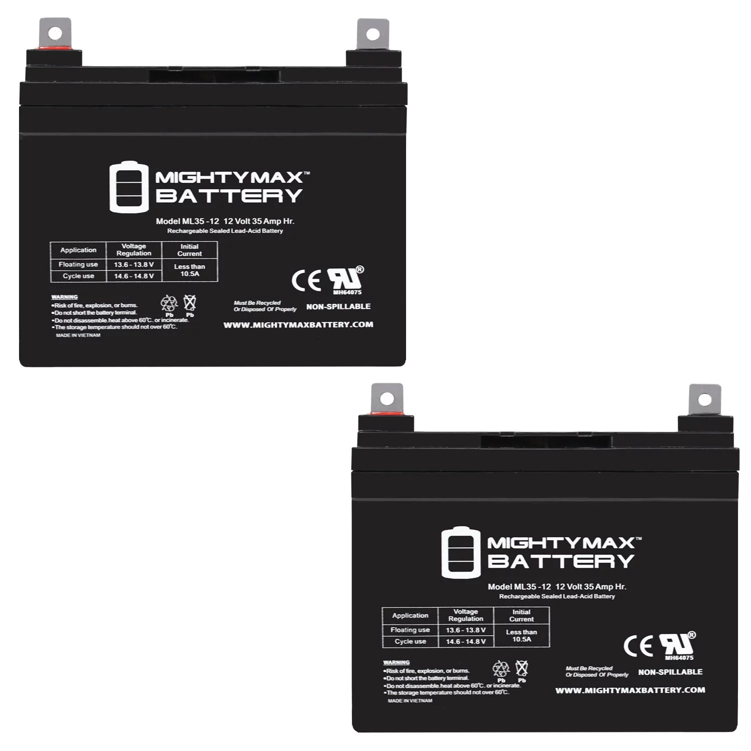12V 35AH SLA Battery Replacement for Invacare Pronto M51 M61 - 2 Pack - Inhomebuy