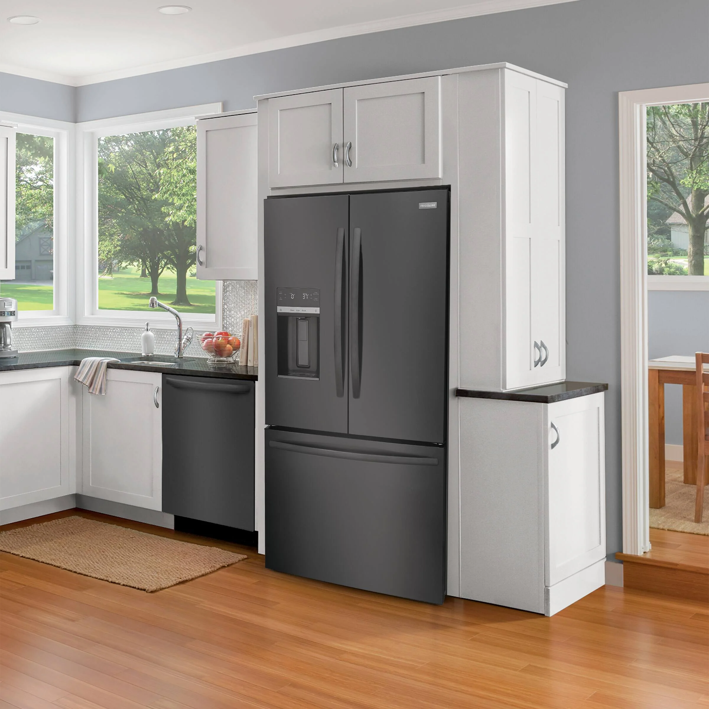 FRIGIDAIRE 36 IN. 27.8 CU.FT. BLACK STAINLESS STEEL FRENCH DOOR REFRIGERATOR WITH ICE AND WATER DISP - Inhomebuy