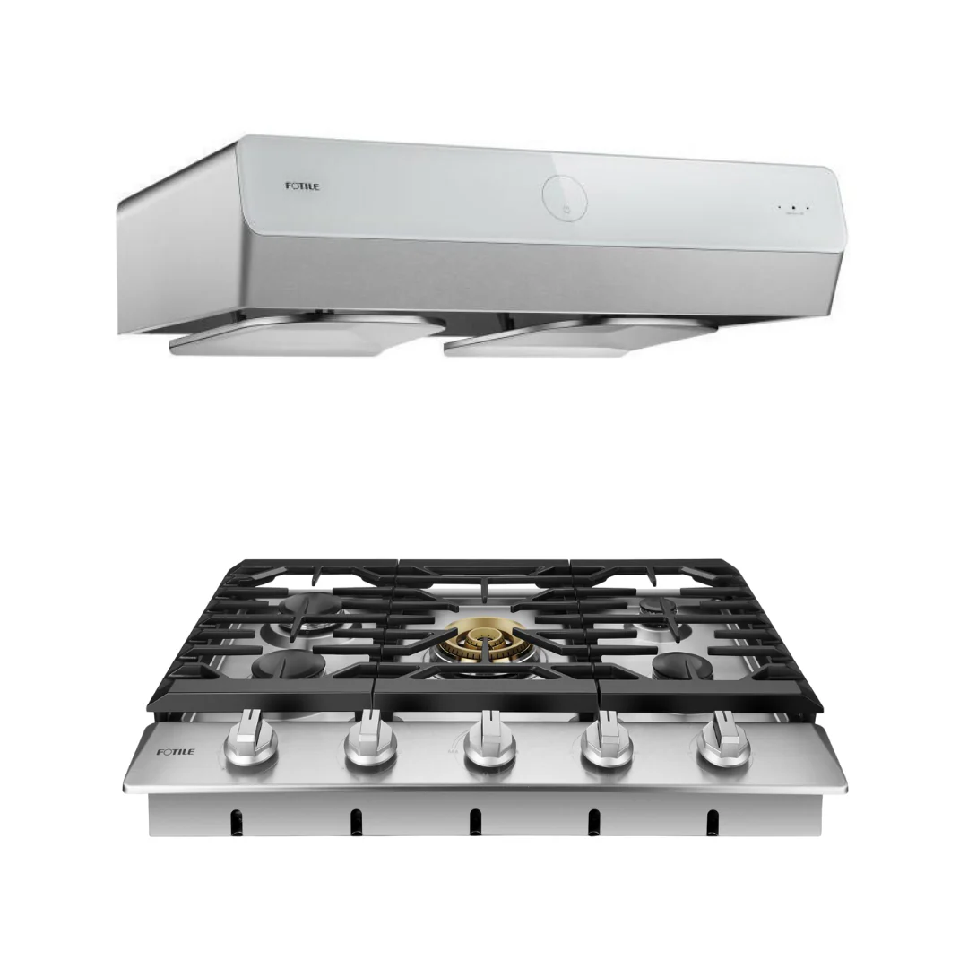 Fotile Package 30 Inch Cooktop and 30 Inch Under Cabinet Range Hood in Silver Gray, 850CFM, AP-GLS30501-7 - Inhomebuy