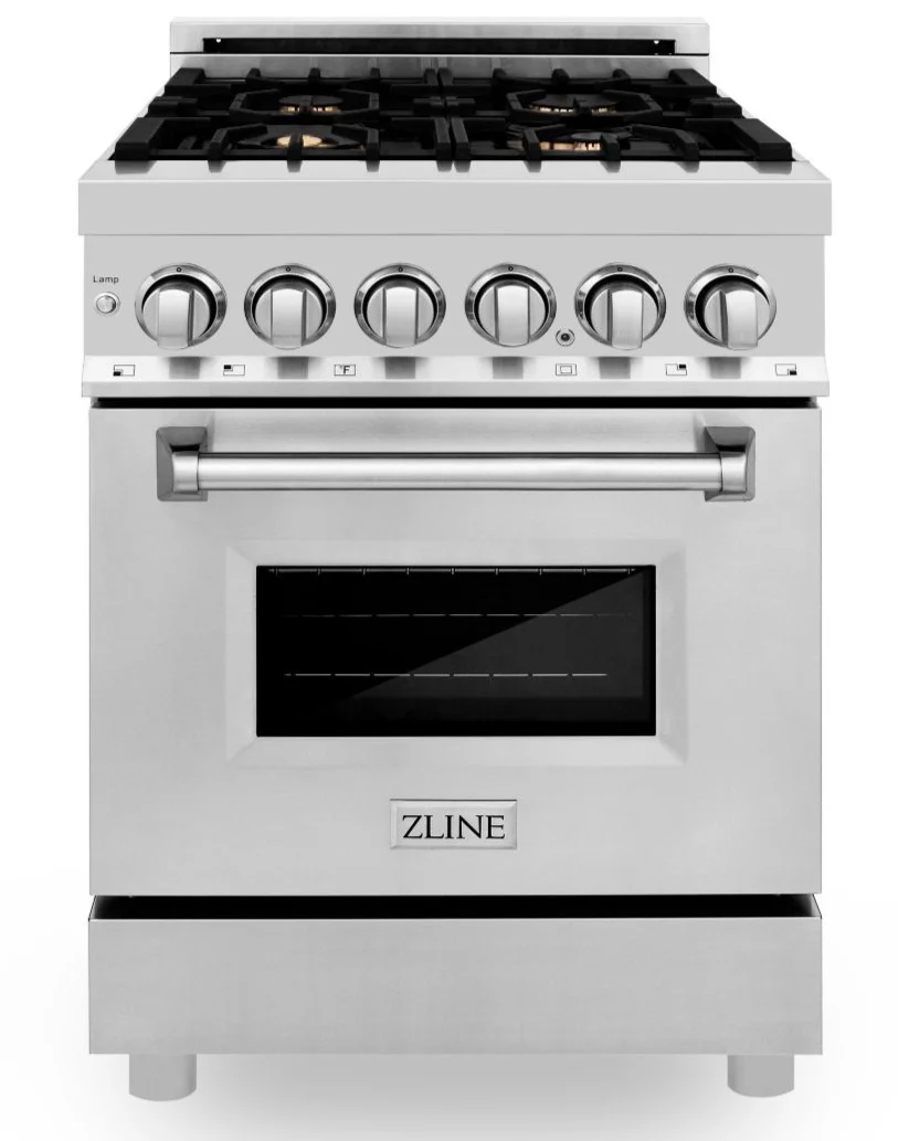 ZLINE 24 in. Professional Gas Burner/Electric Oven Stainless Steel Range with Brass Burners, RA-BR-24 - Inhomebuy