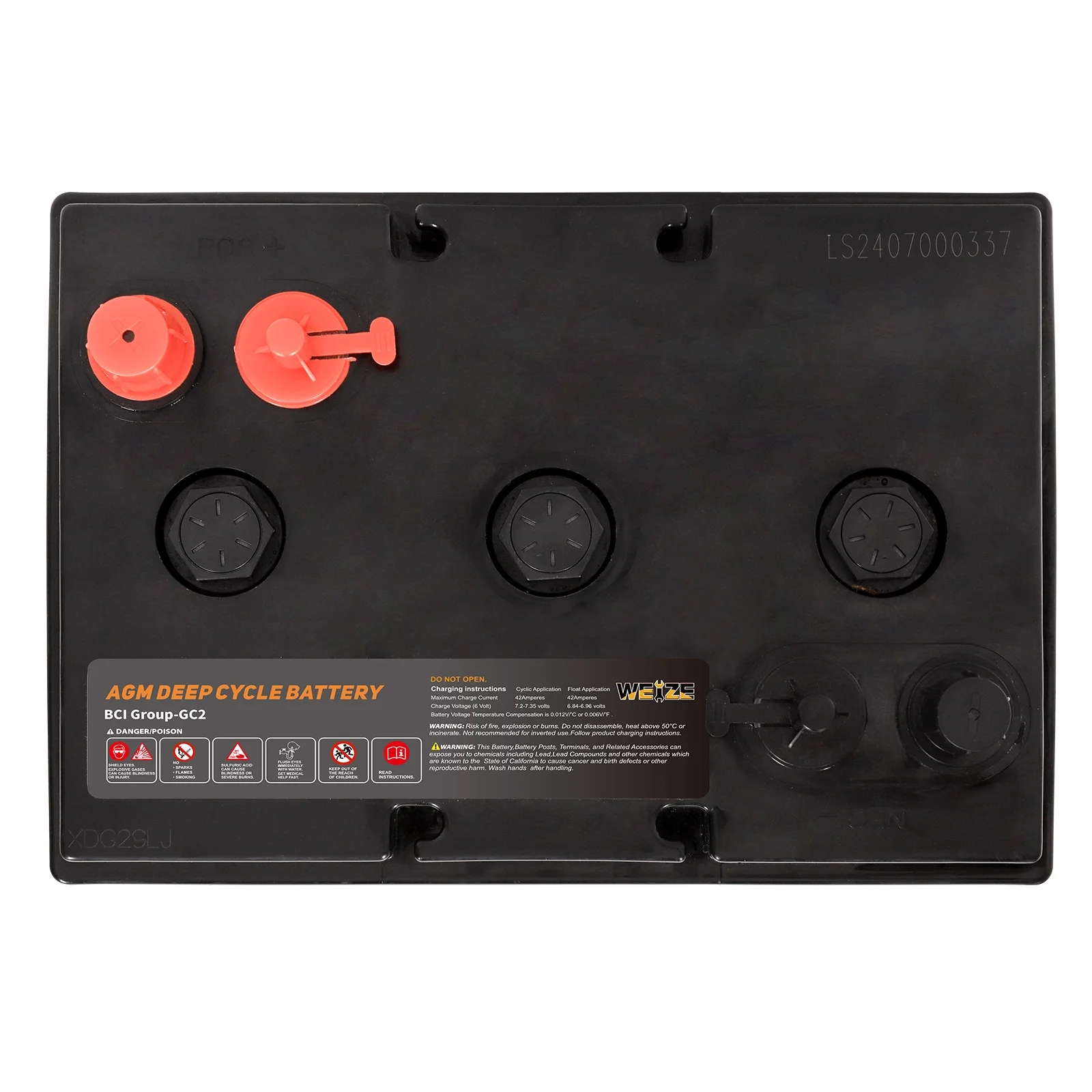 Weize Golf Cart Battery, 6V 210ah BCI Group GC2 Deep Cycle AGM Scrubber Battery - Inhomebuy