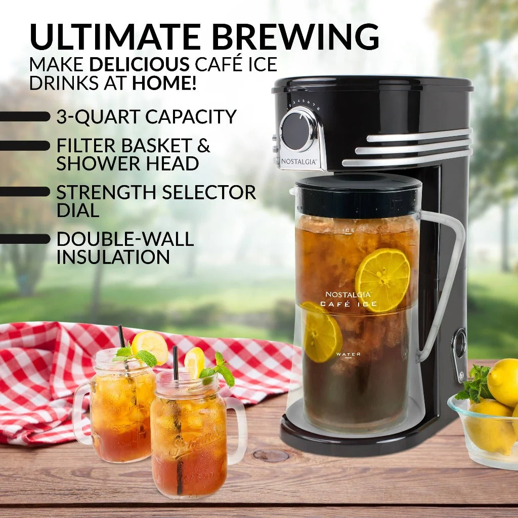Café' Ice 3-Quart Iced Coffee and Tea Brewing System with Plastic Pitcher, Black - Inhomebuy