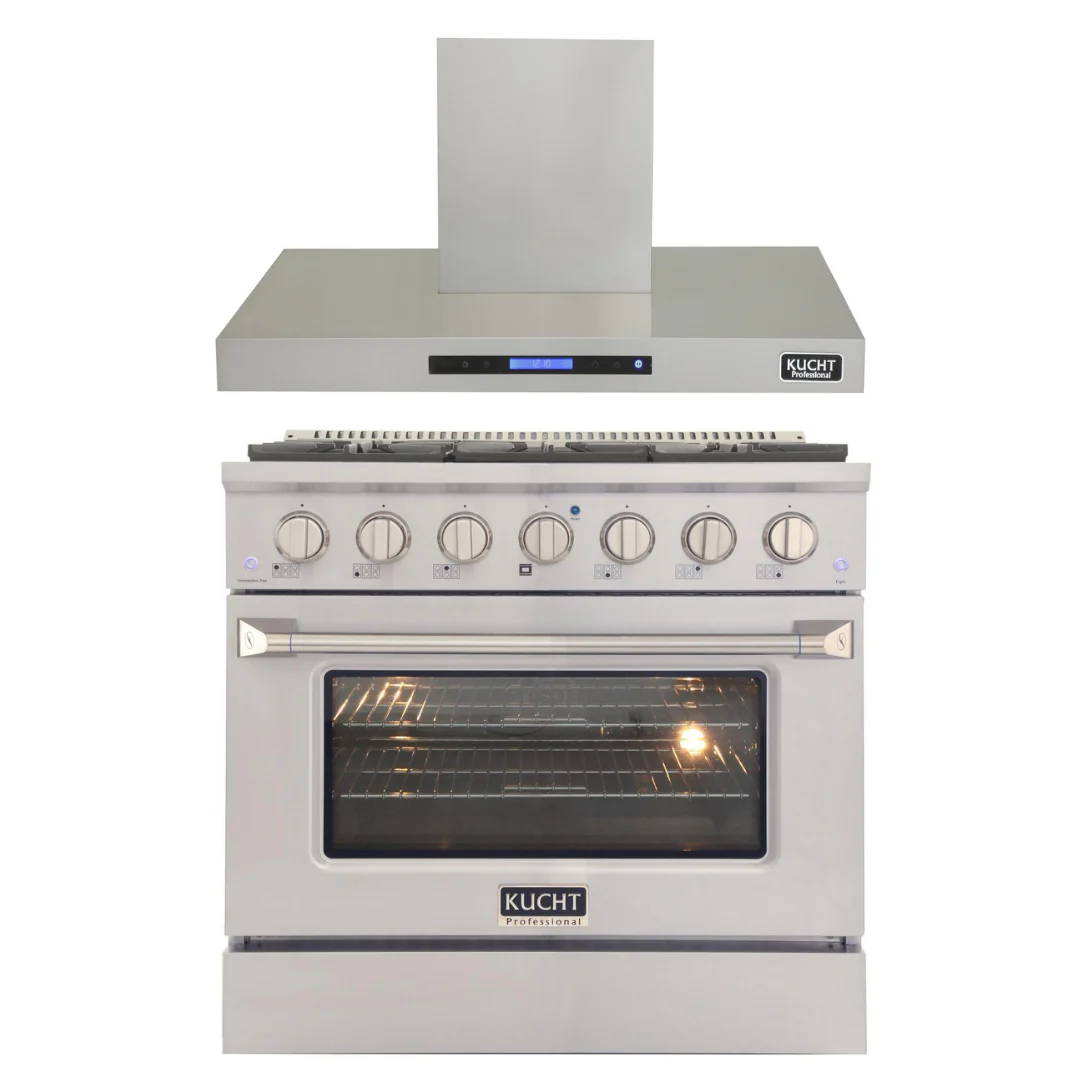 Kucht Professional 36 in. 5.2 cu ft. Natural Gas Range & Range Hood Package, AP-KNG361-S-5 - Inhomebuy