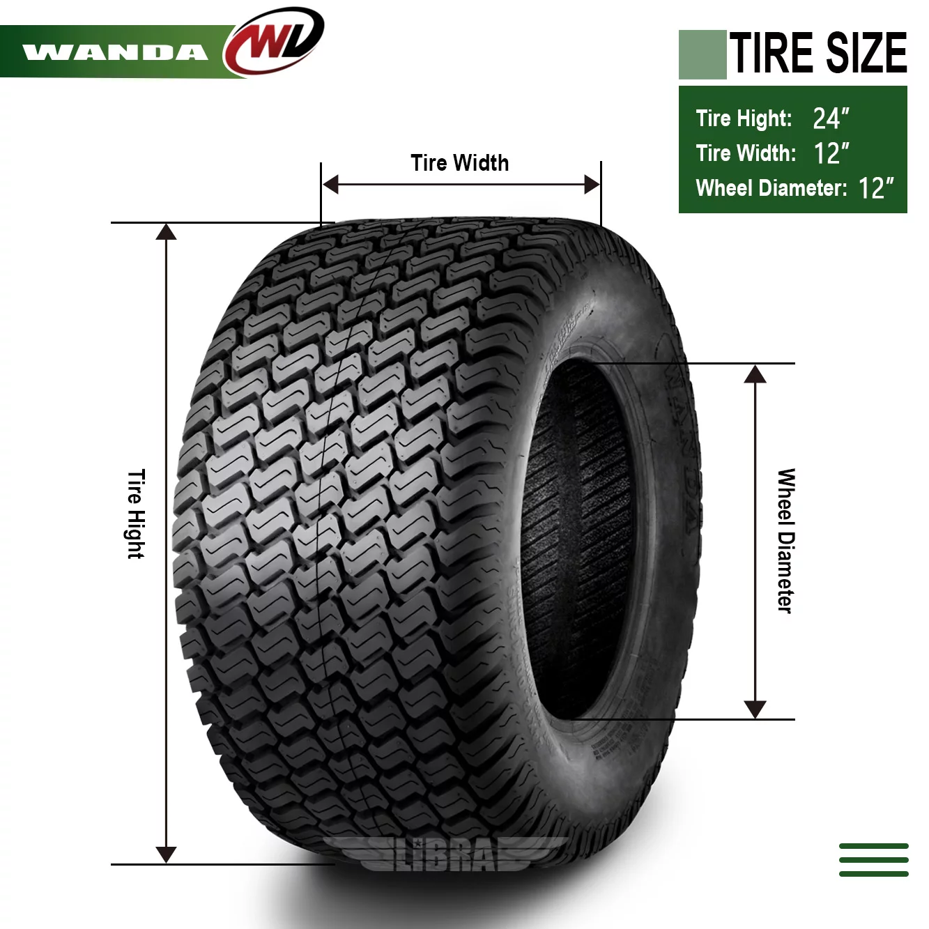 2 New 24x12-12 Lawn Mower Tractor Turf Tires P332 /4PR - 13051 - Inhomebuy